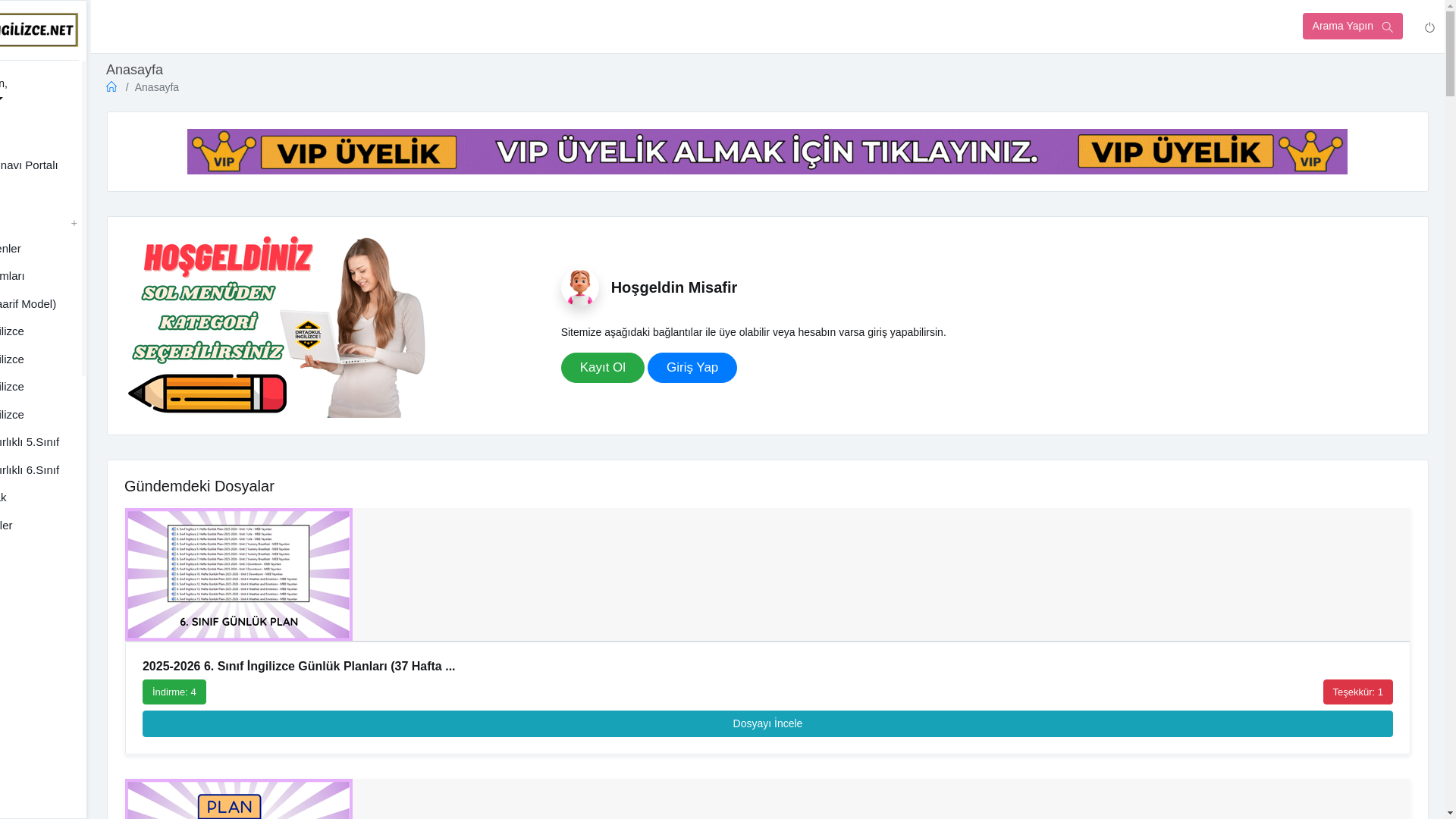website screenshot of https://ortaokulingilizce.net