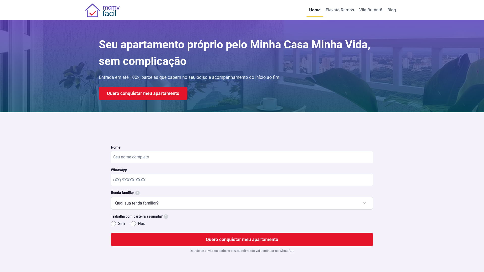 website screenshot of https://mcmvfacil.com.br/