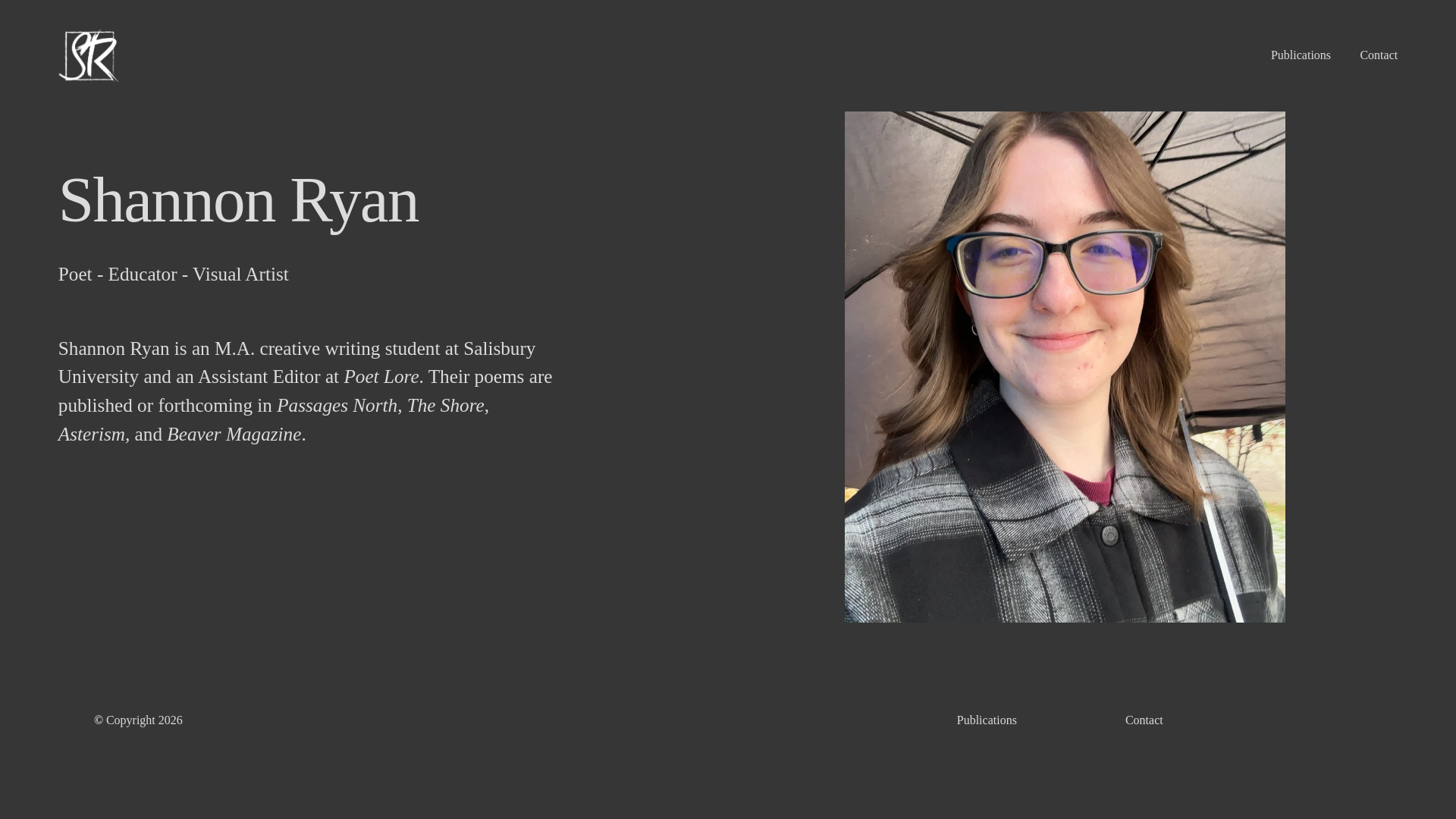 website screenshot of https://shannonryanpoetry.com/