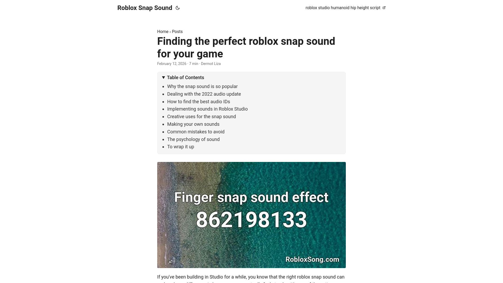 website screenshot of https://roblox-snap-sound.pages.dev/
