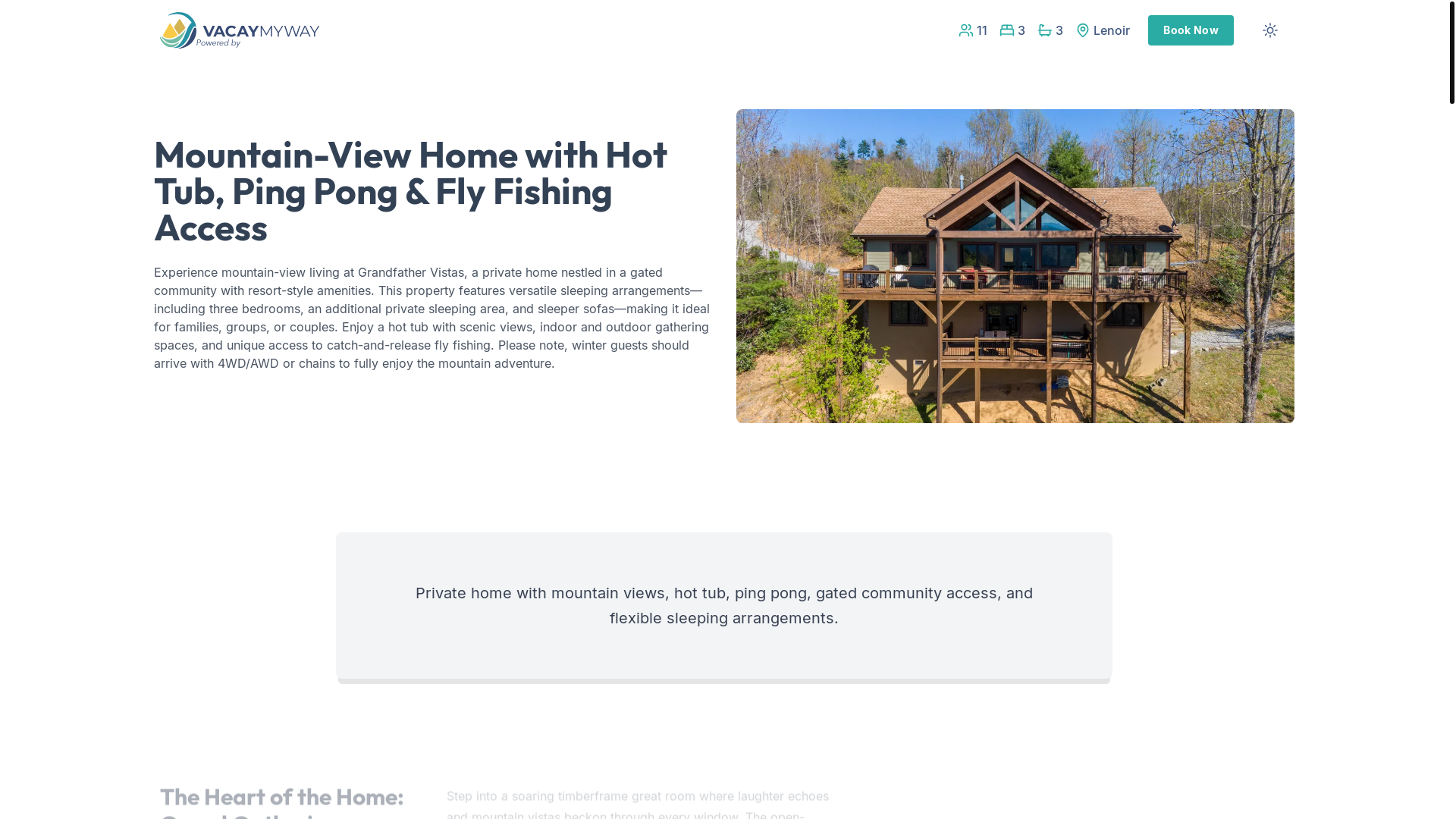 website screenshot of https://tranquilvantage.vacations/