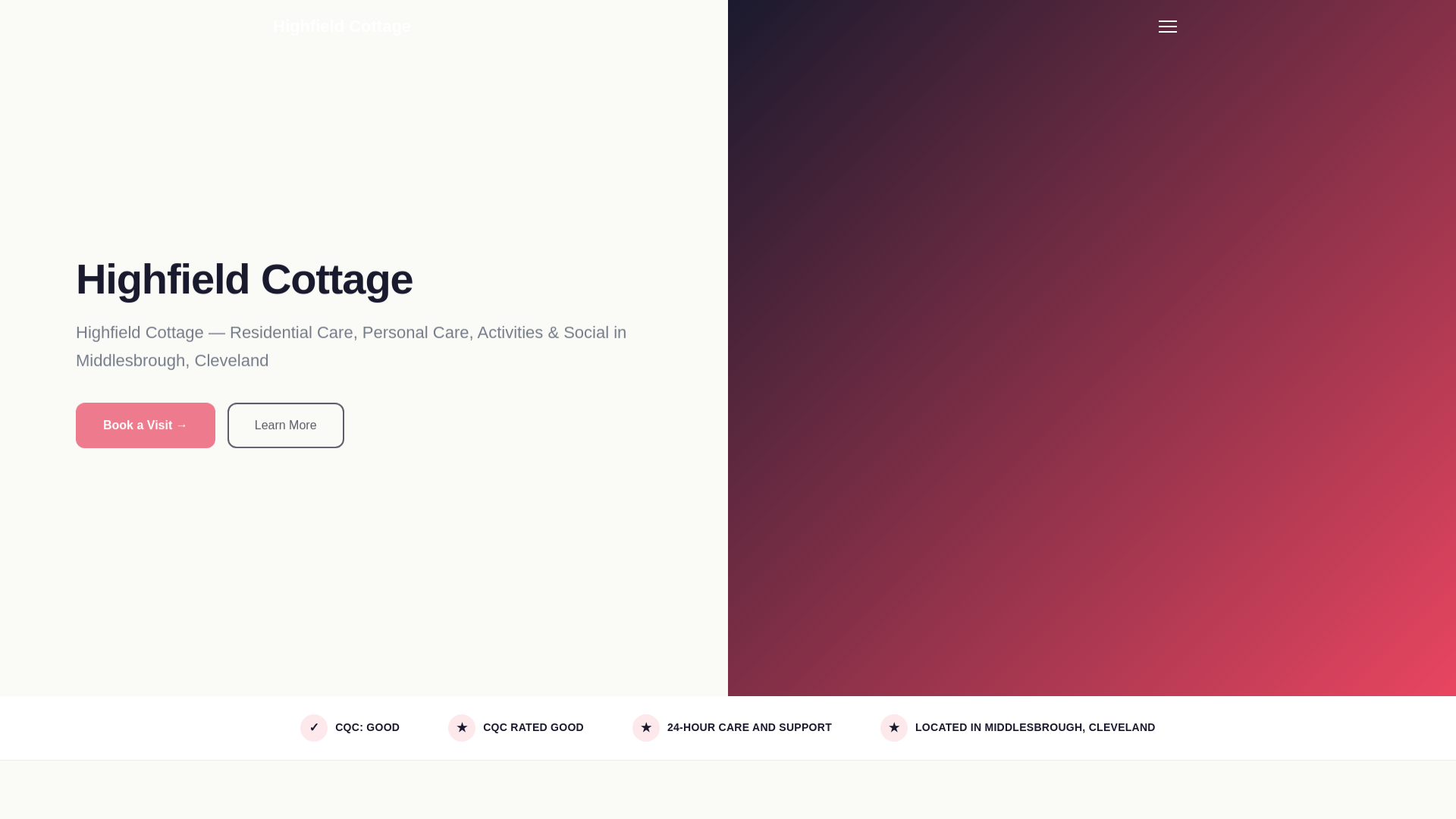 website screenshot of https://highfield-cottage.pages.dev/