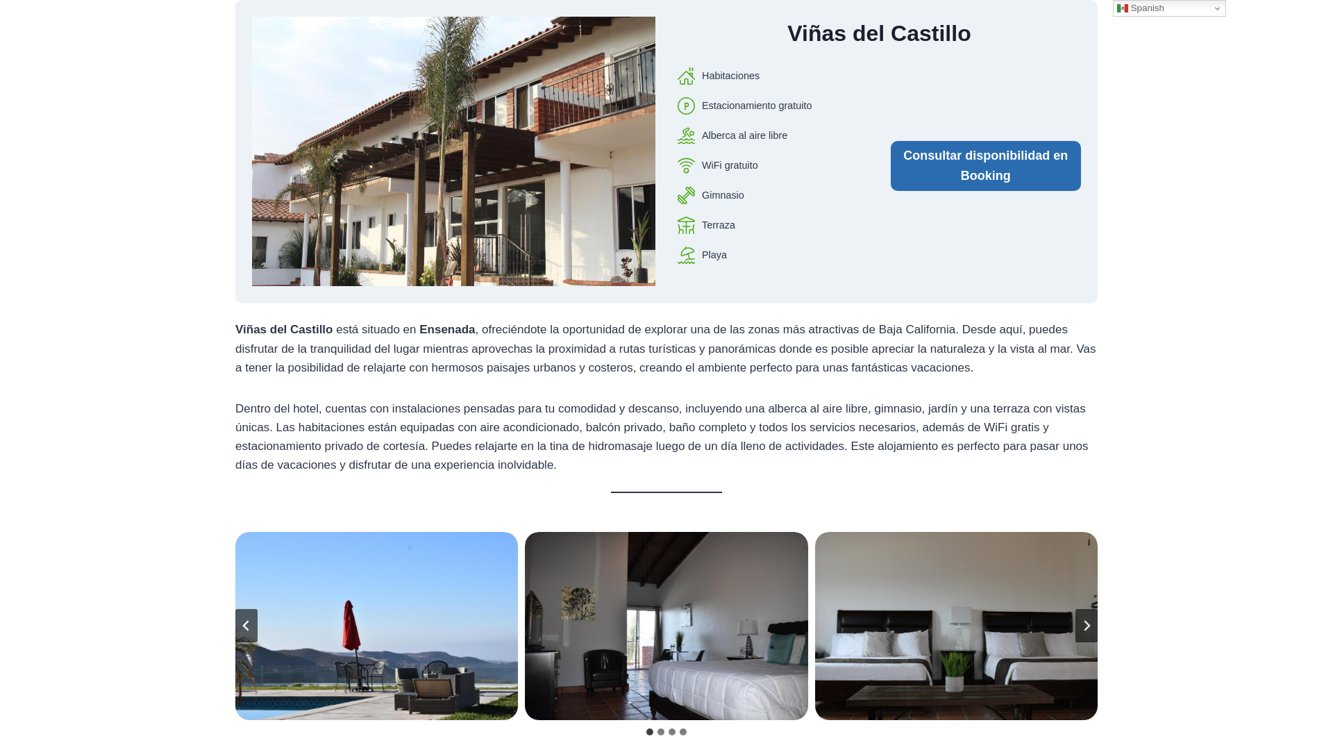 website screenshot of https://vinasdelcastillohotelboutique.top