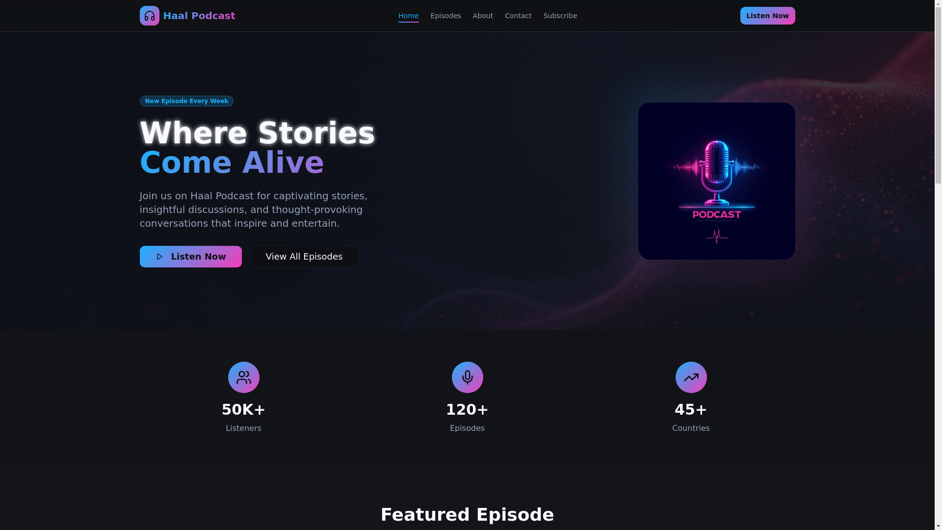website screenshot of https://haalpodcast.com/