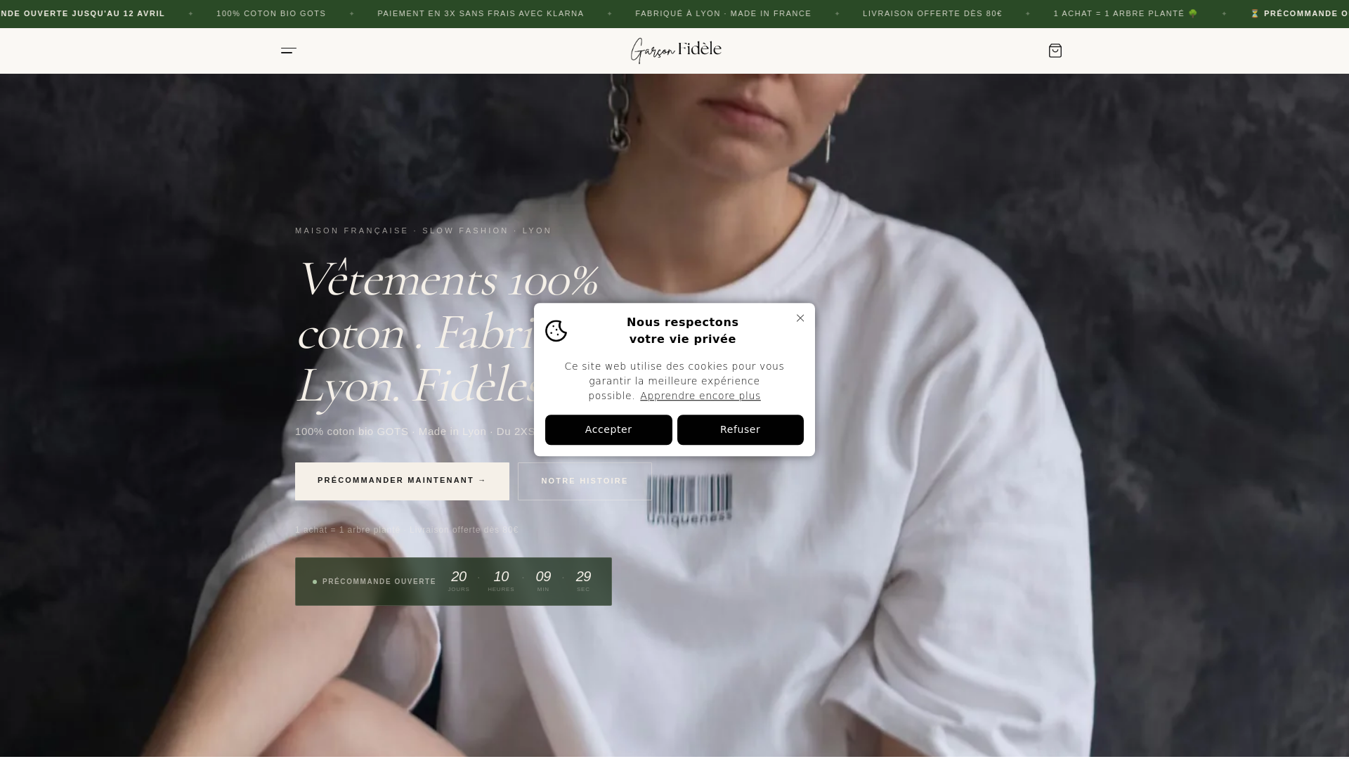 website screenshot of https://garconfidele.fr/