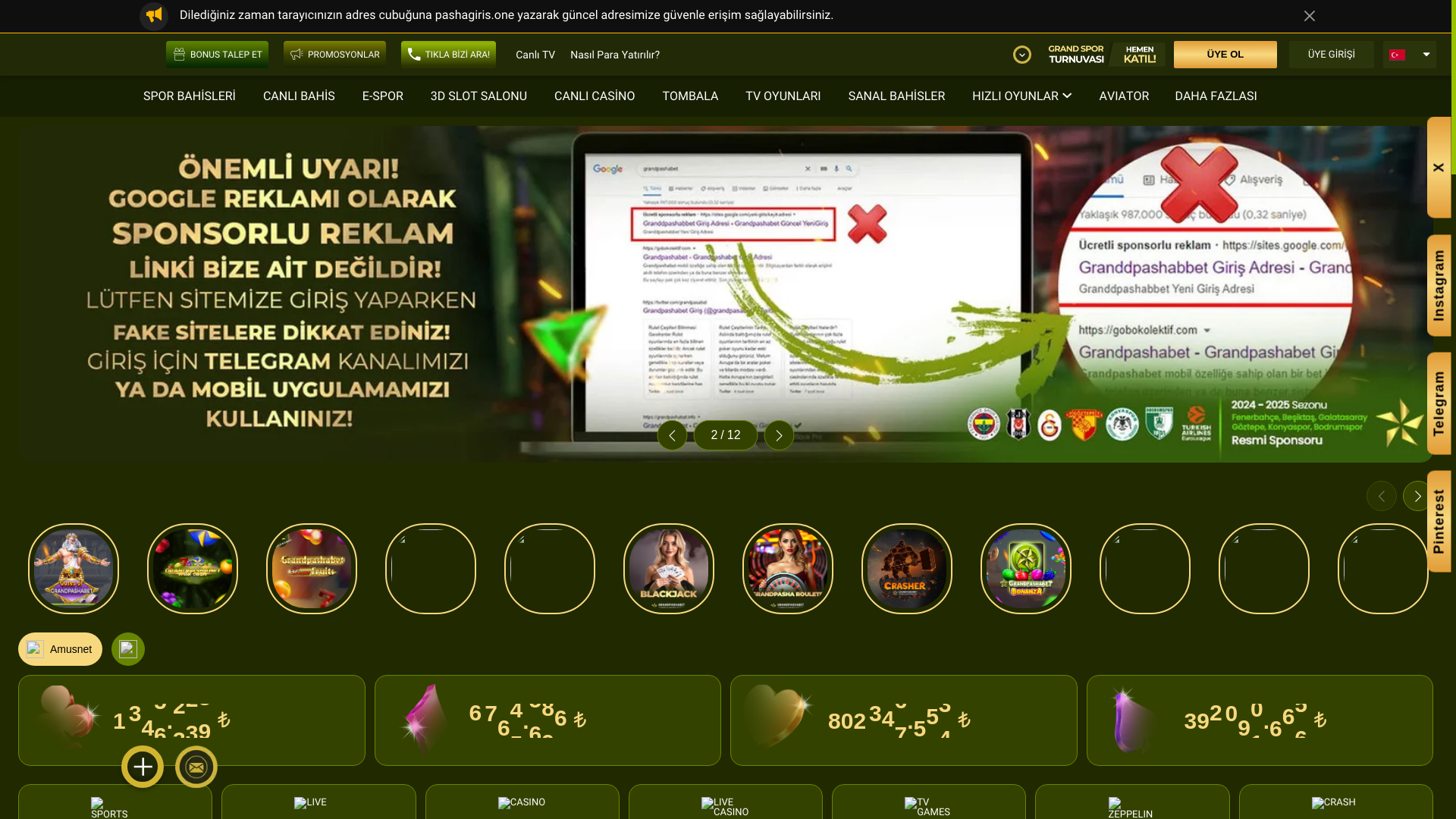 website screenshot of https://s-grandpashabet3030.com/