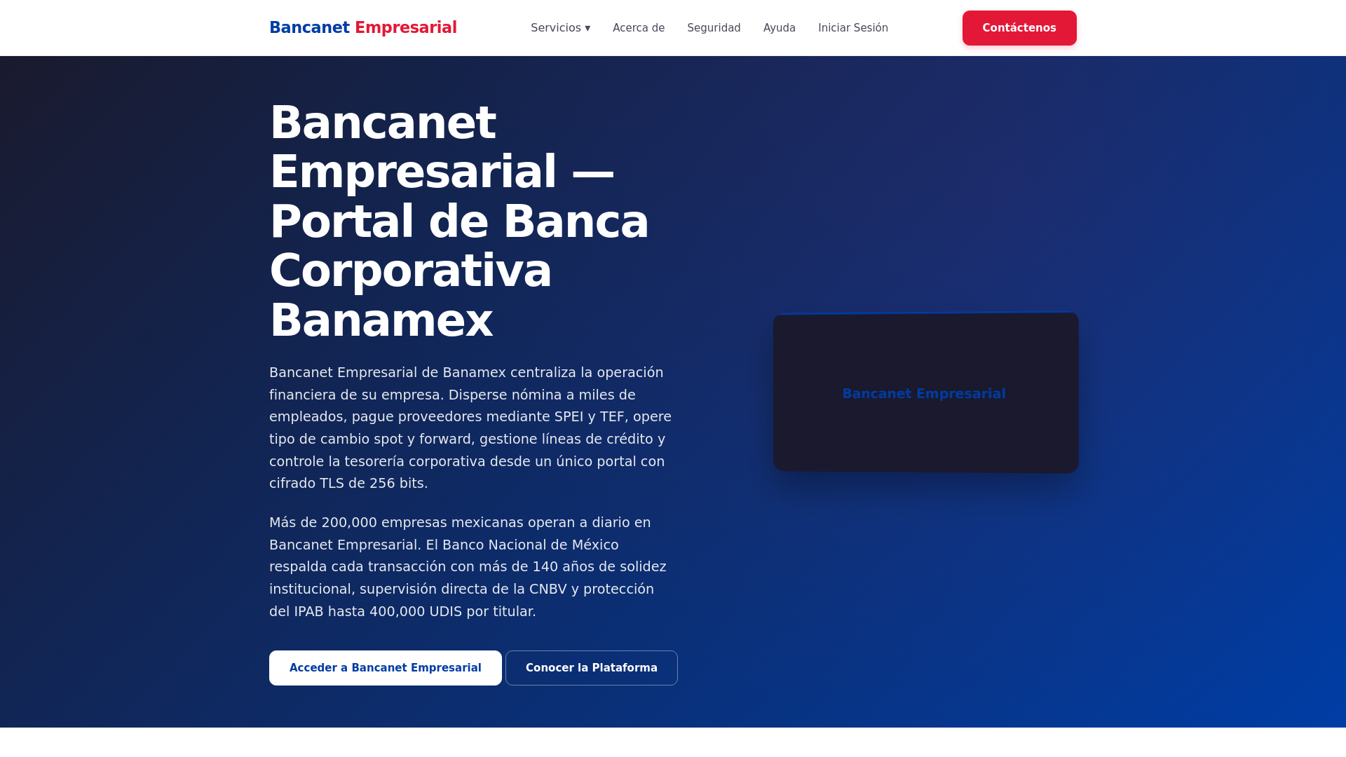 website screenshot of https://bancanetempresarial.co.com
