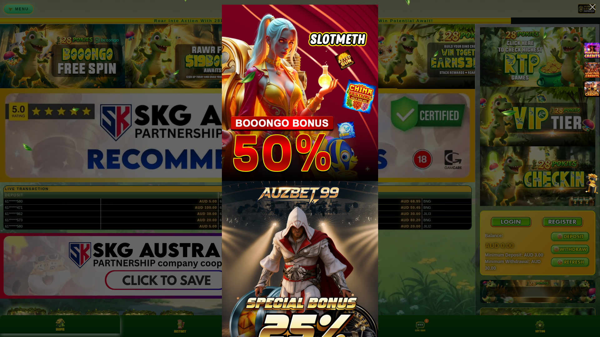 website screenshot of https://28pokies.ink/