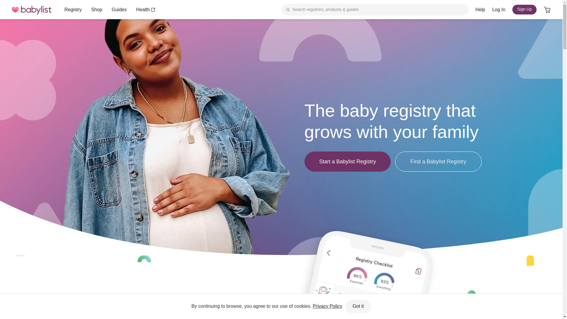 website screenshot of https://www.babylist.com/