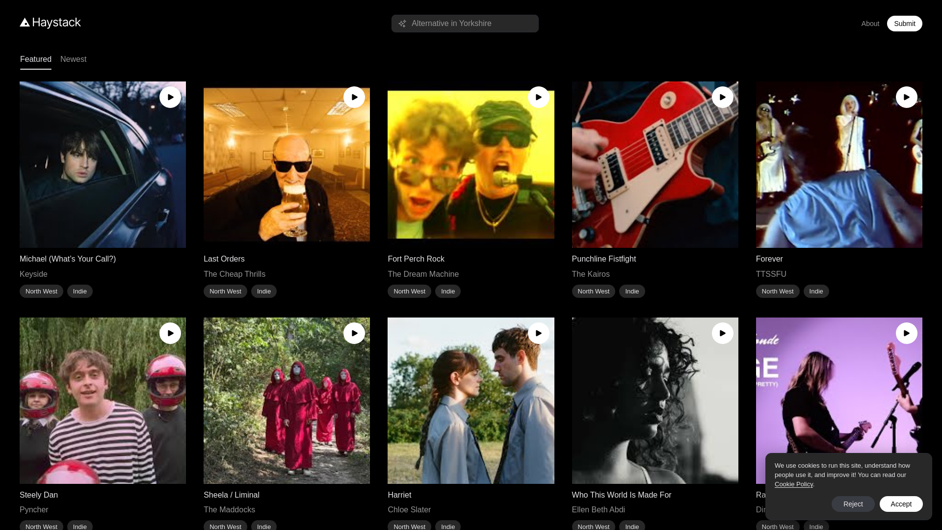 website screenshot of https://haystack.fm/