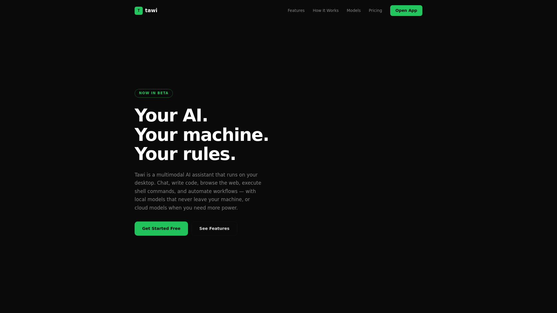 website screenshot of https://tawi-ai.pages.dev/
