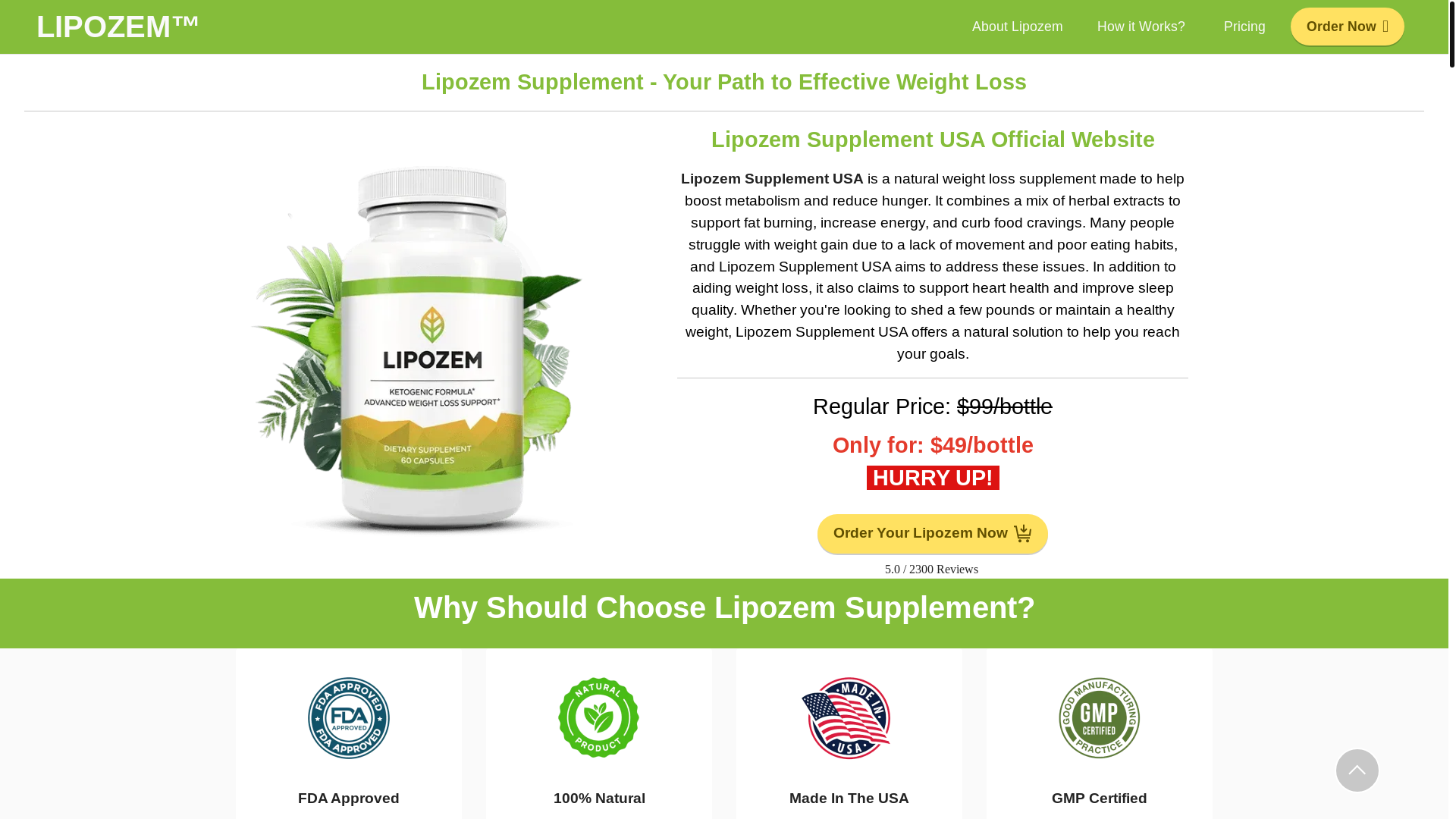 website screenshot of https://lipozem-supplement.com/