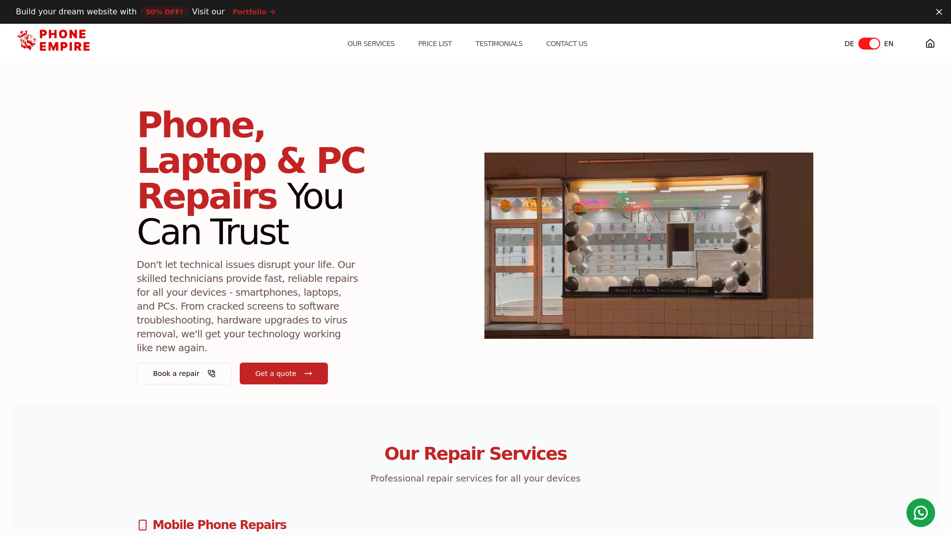 website screenshot of https://phoneempire.pages.dev/