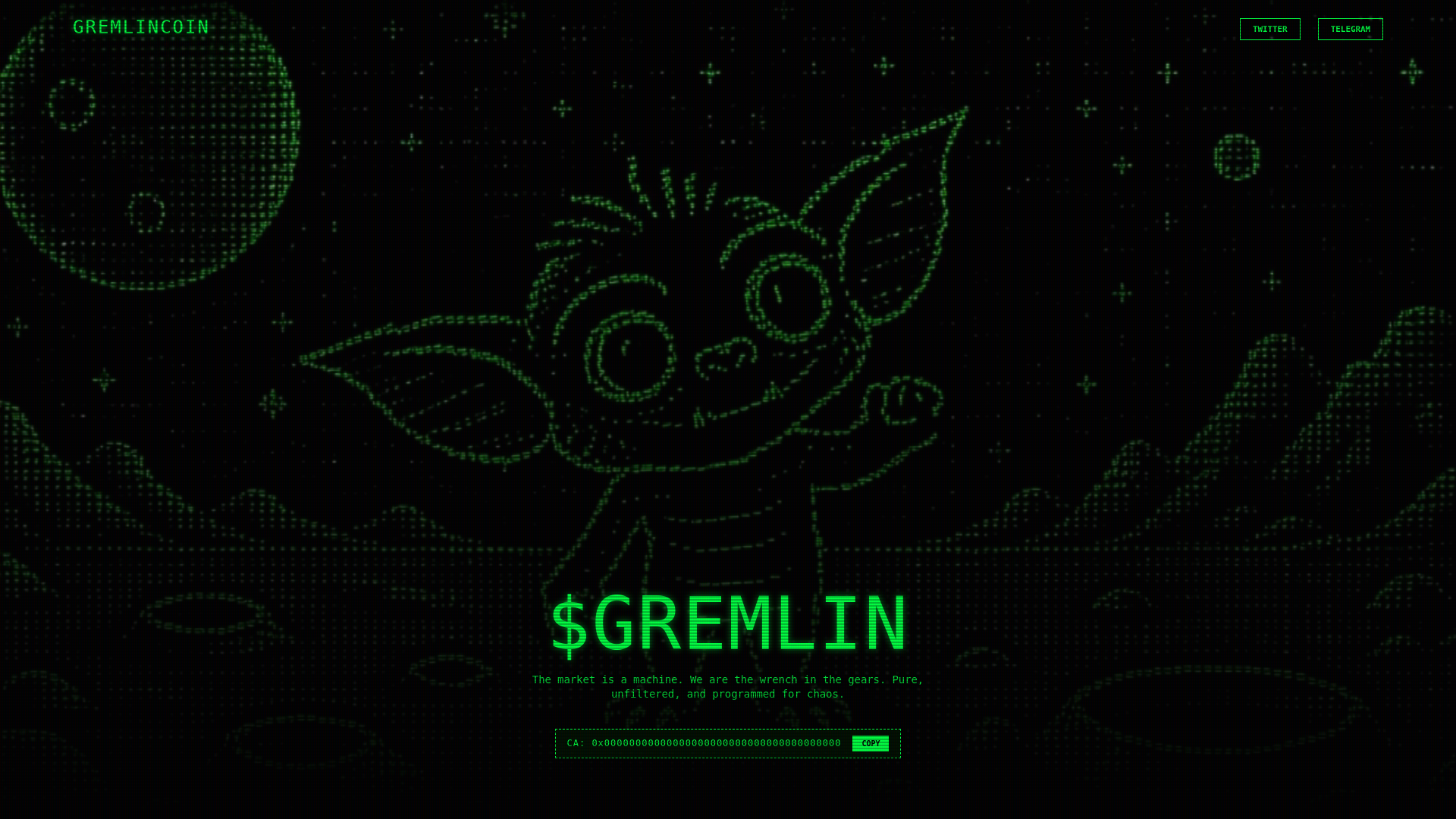 website screenshot of https://gremlincoin.fun/