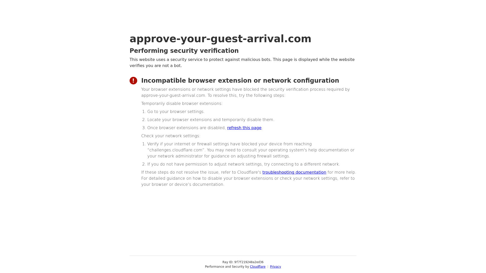 website screenshot of https://approve-your-guest-arrival.com
