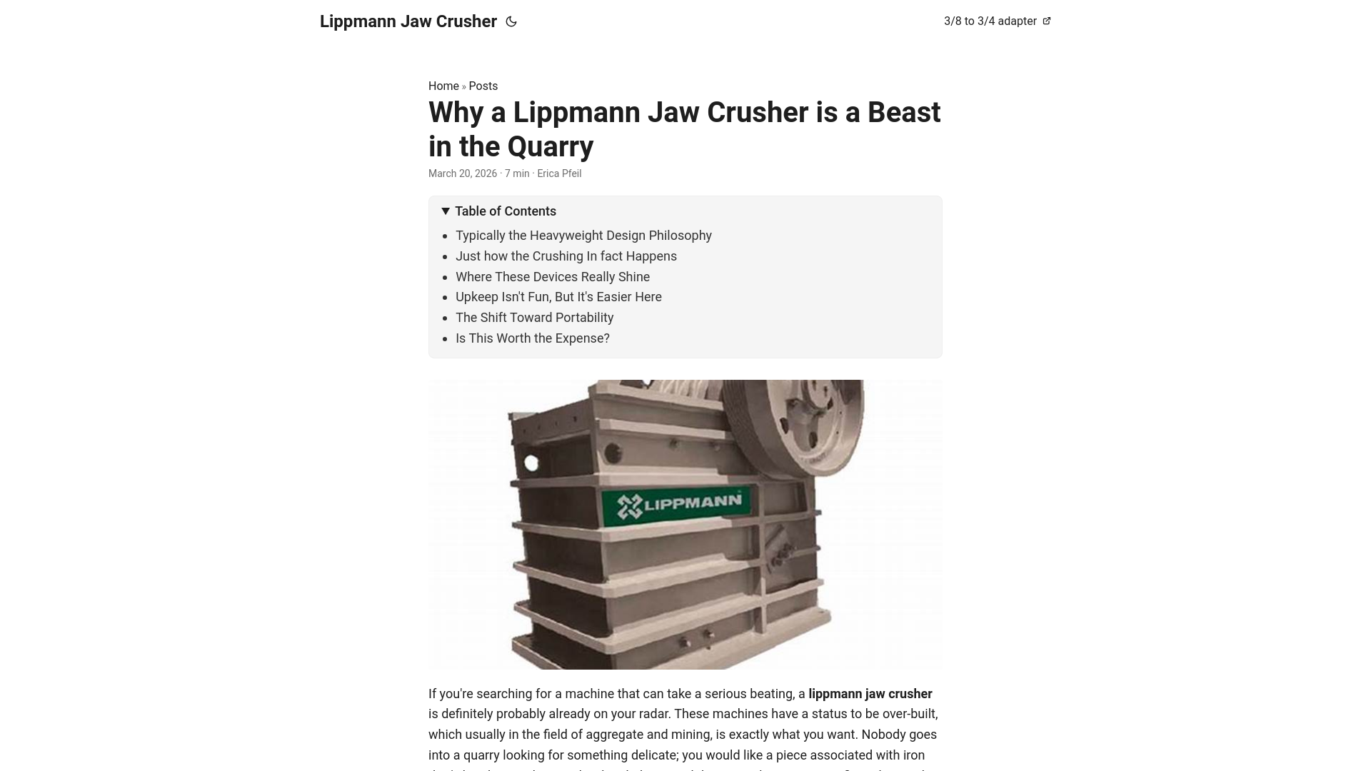 website screenshot of https://lippmann-jaw-crusher.pages.dev/