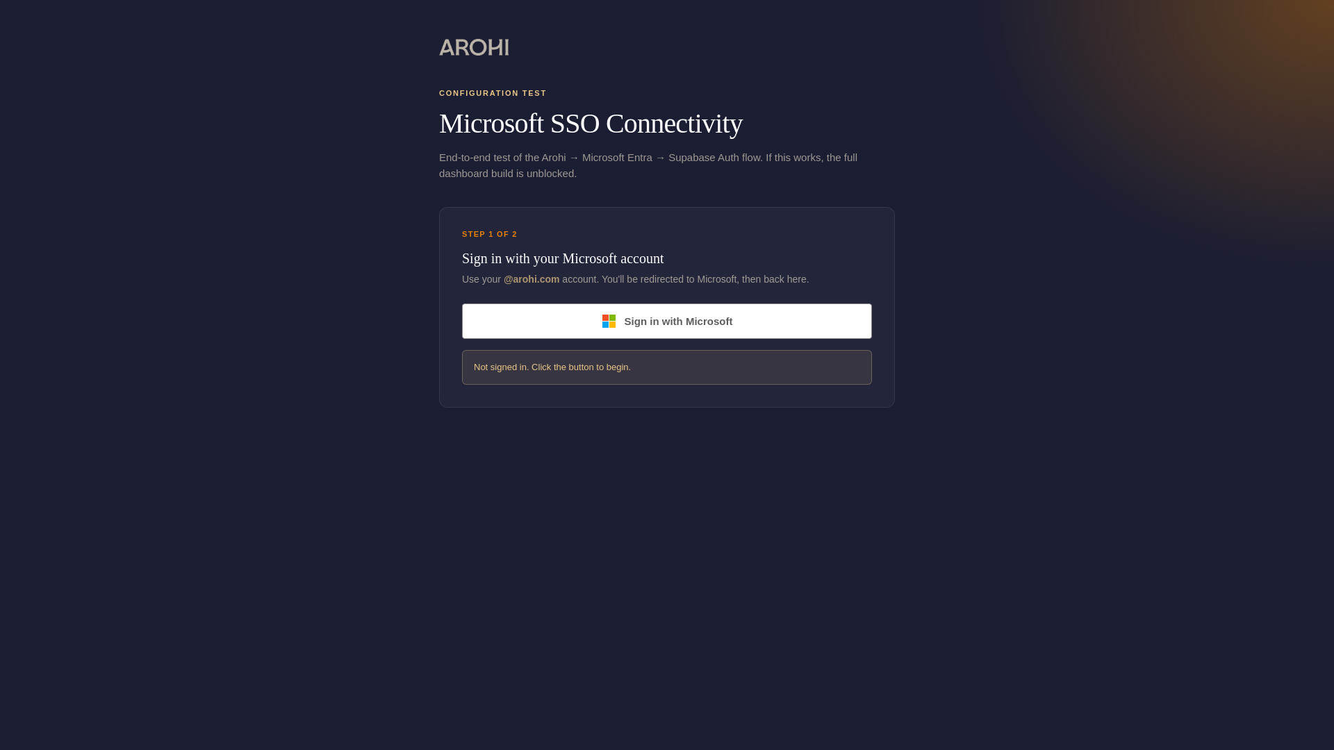 website screenshot of https://arohi-sso-test.pages.dev/