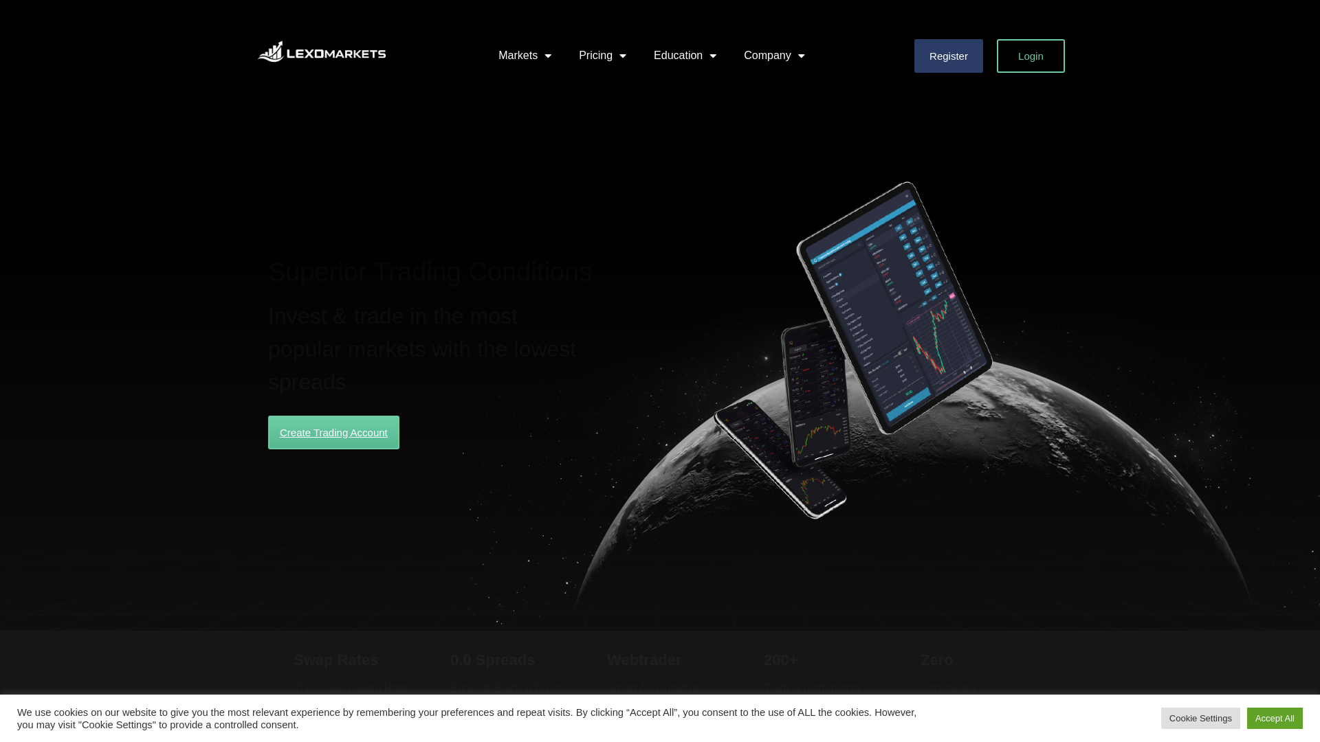 website screenshot of https://lexomarkets.com