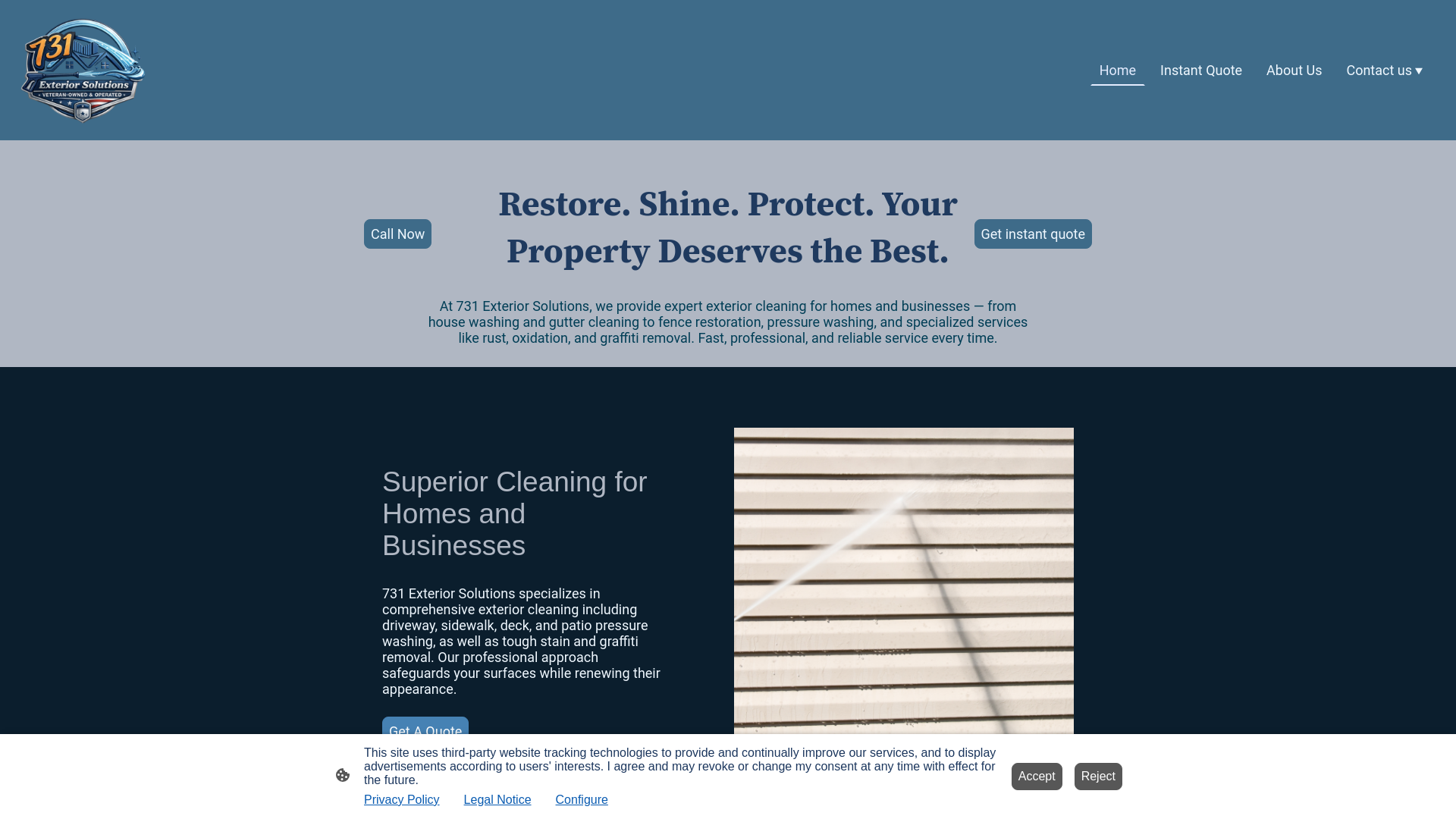 website screenshot of https://731exteriorsolutions.com/