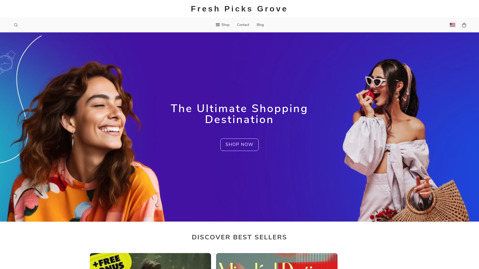 website screenshot of https://freshpicksgrove.shop/