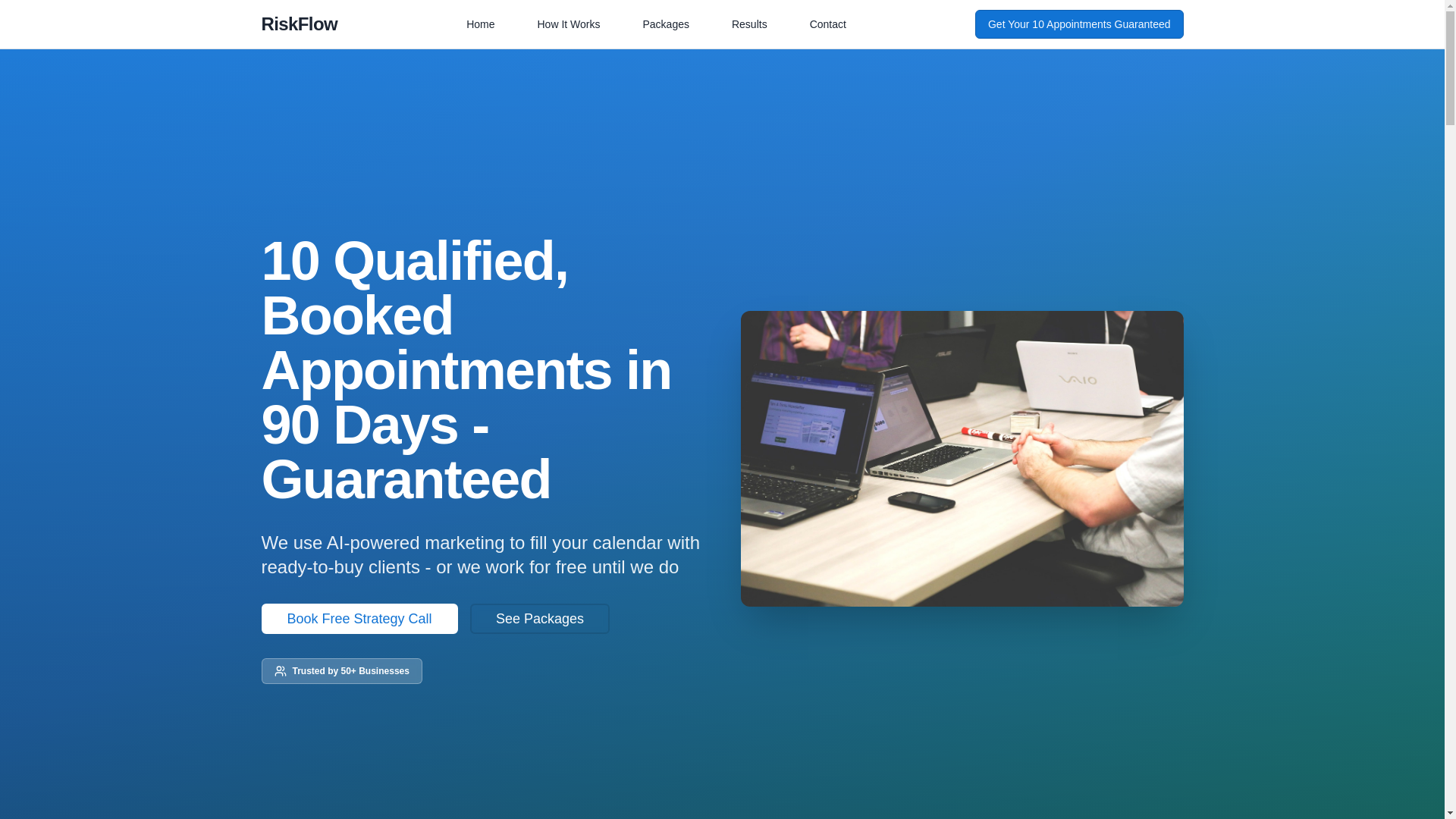 website screenshot of https://riskflowsolutions.com/