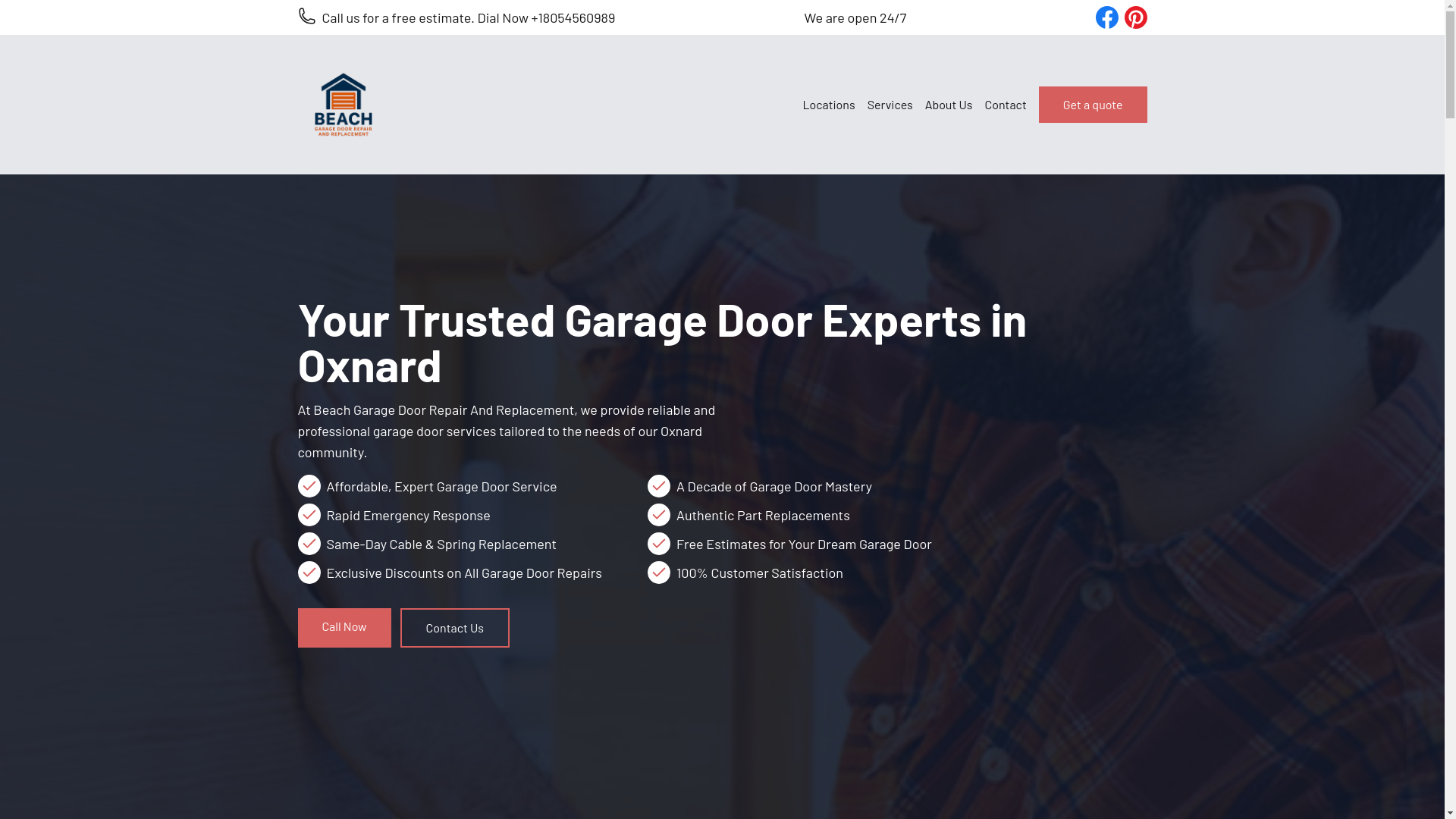 website screenshot of https://garagedoorrepairandreplacementoxnard.com/