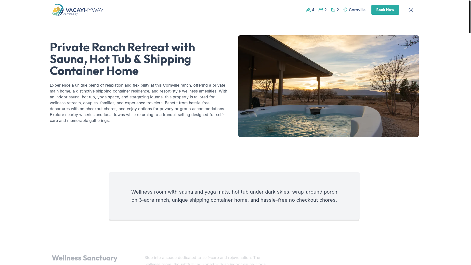 website screenshot of https://cornvillesauna.house/
