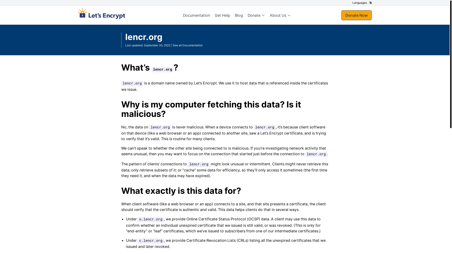 website screenshot of https://lencr.org/