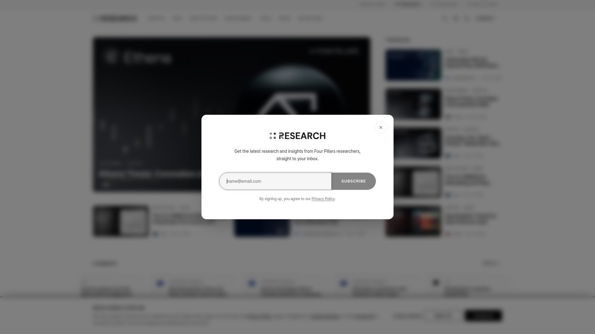website screenshot of https://research.4pillars.io
