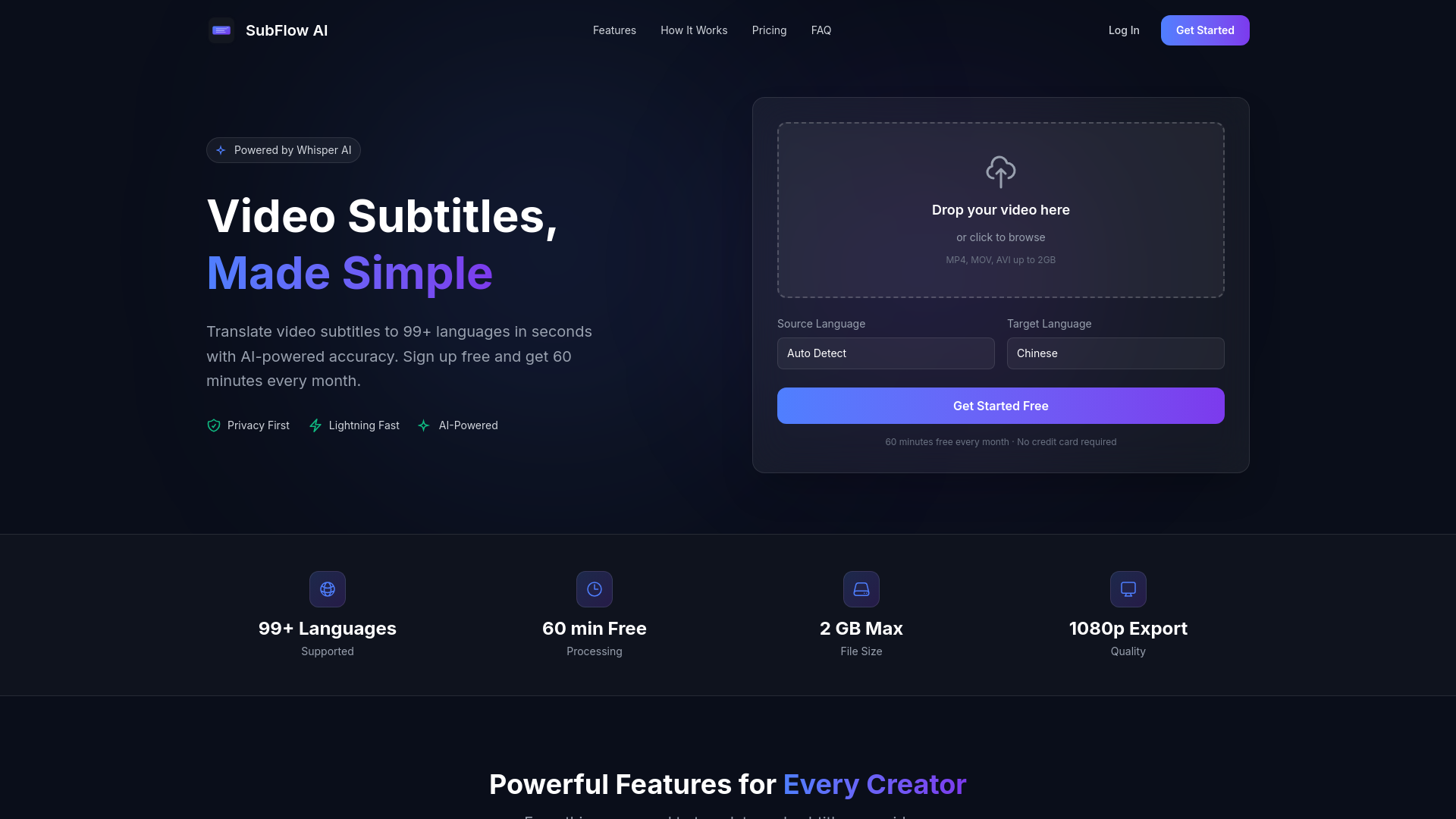 website screenshot of https://speaksubtitle.com
