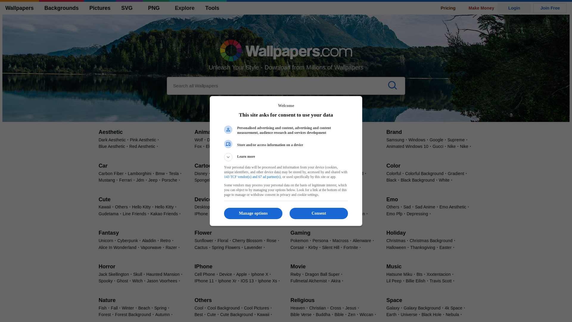 website screenshot of https://wallpapers.com/