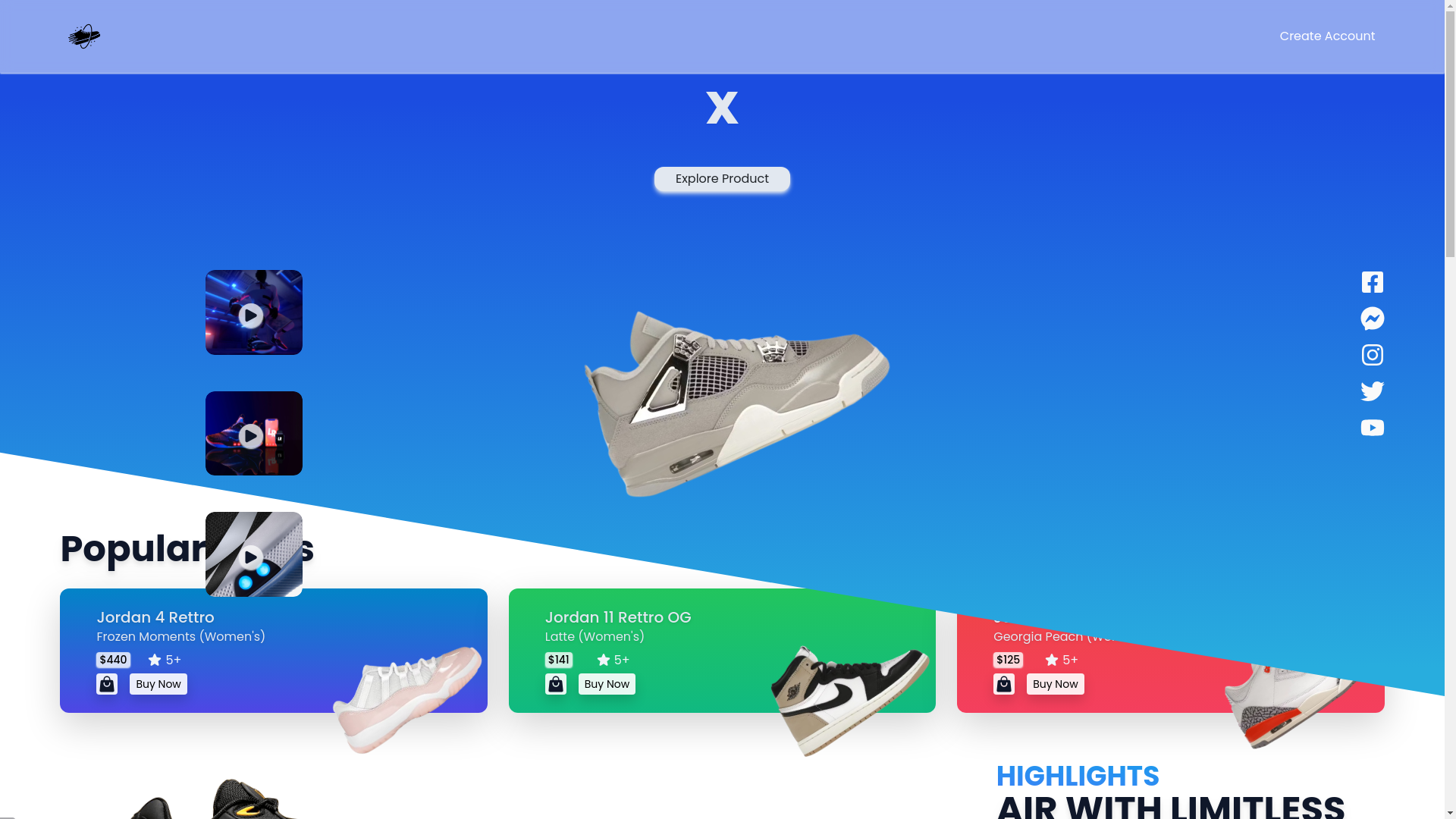 website screenshot of https://kickzblast.com/