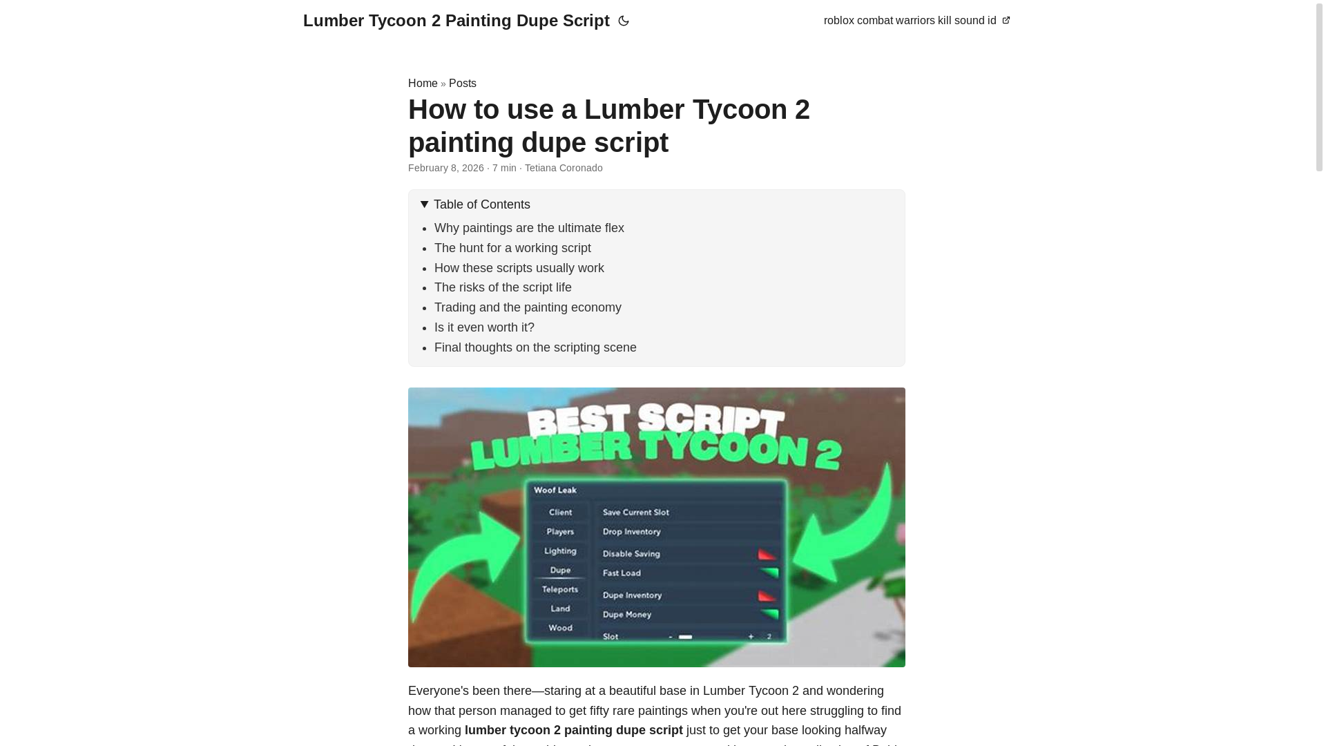 website screenshot of https://lumber-tycoon-2-painting-dupe-script.pages.dev/