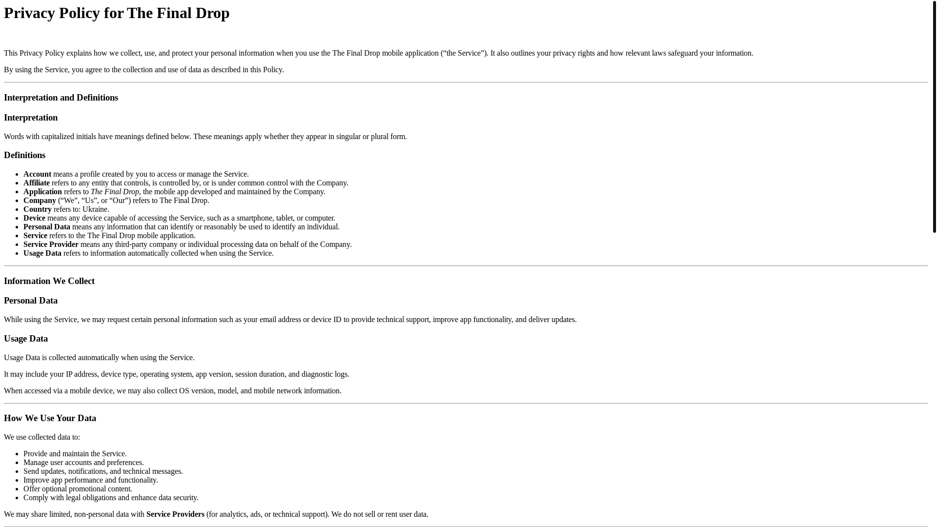 website screenshot of https://thefinaldrop.live/