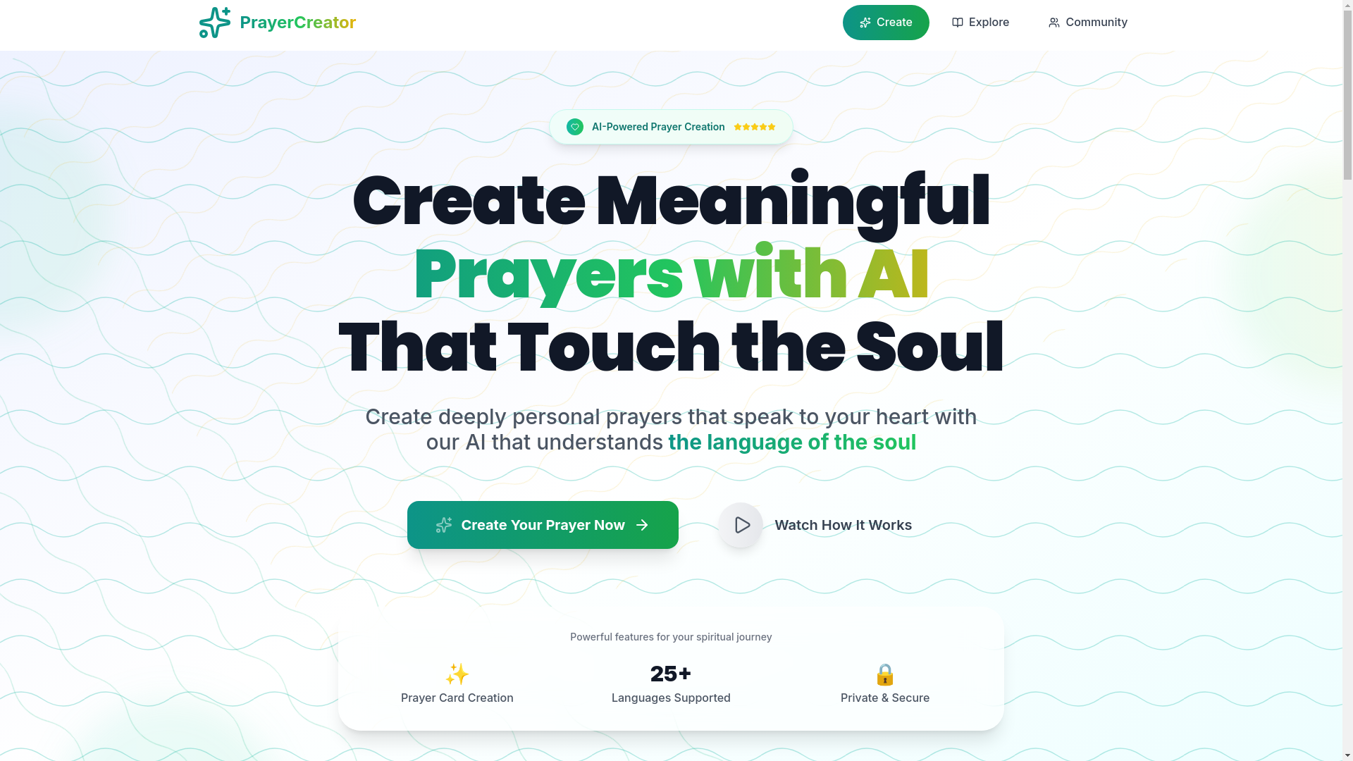 website screenshot of https://prayercreator.pages.dev/