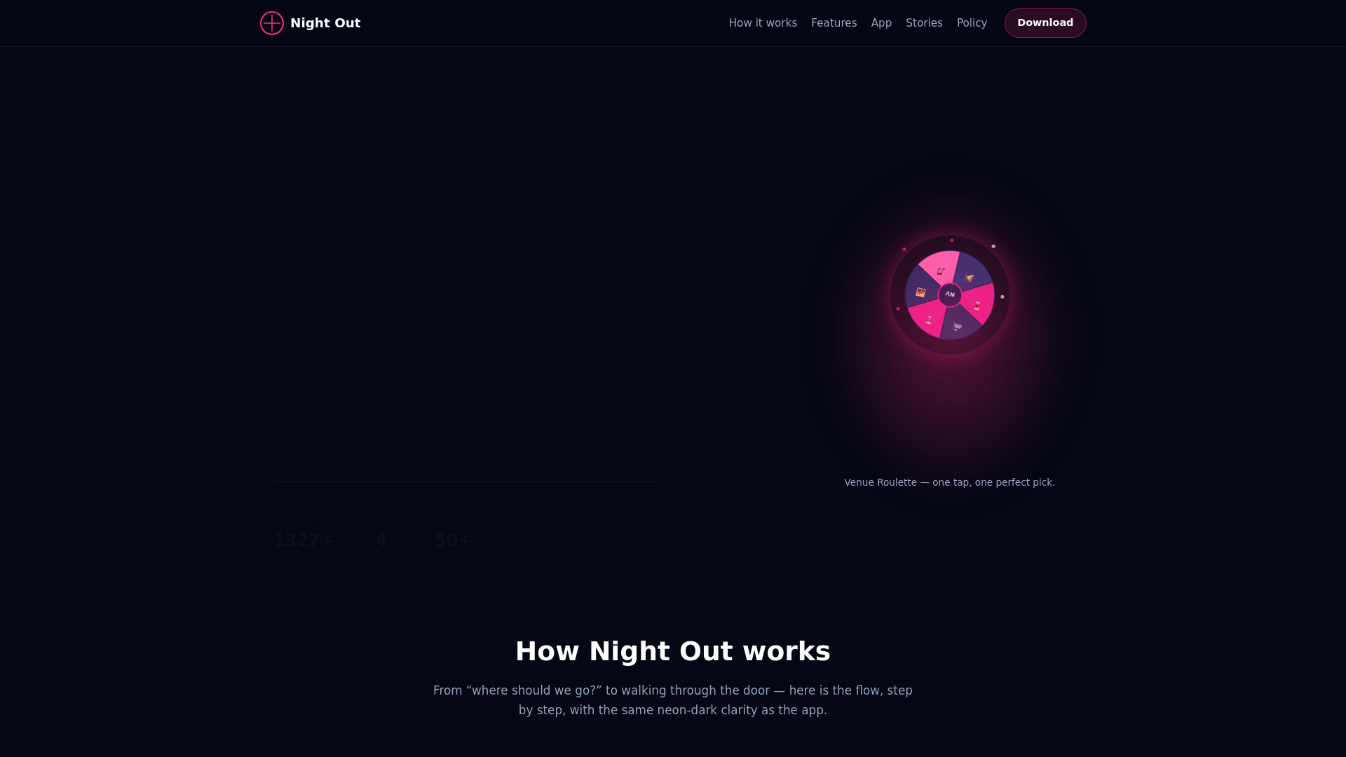 website screenshot of https://nightoutvenuefinder.online
