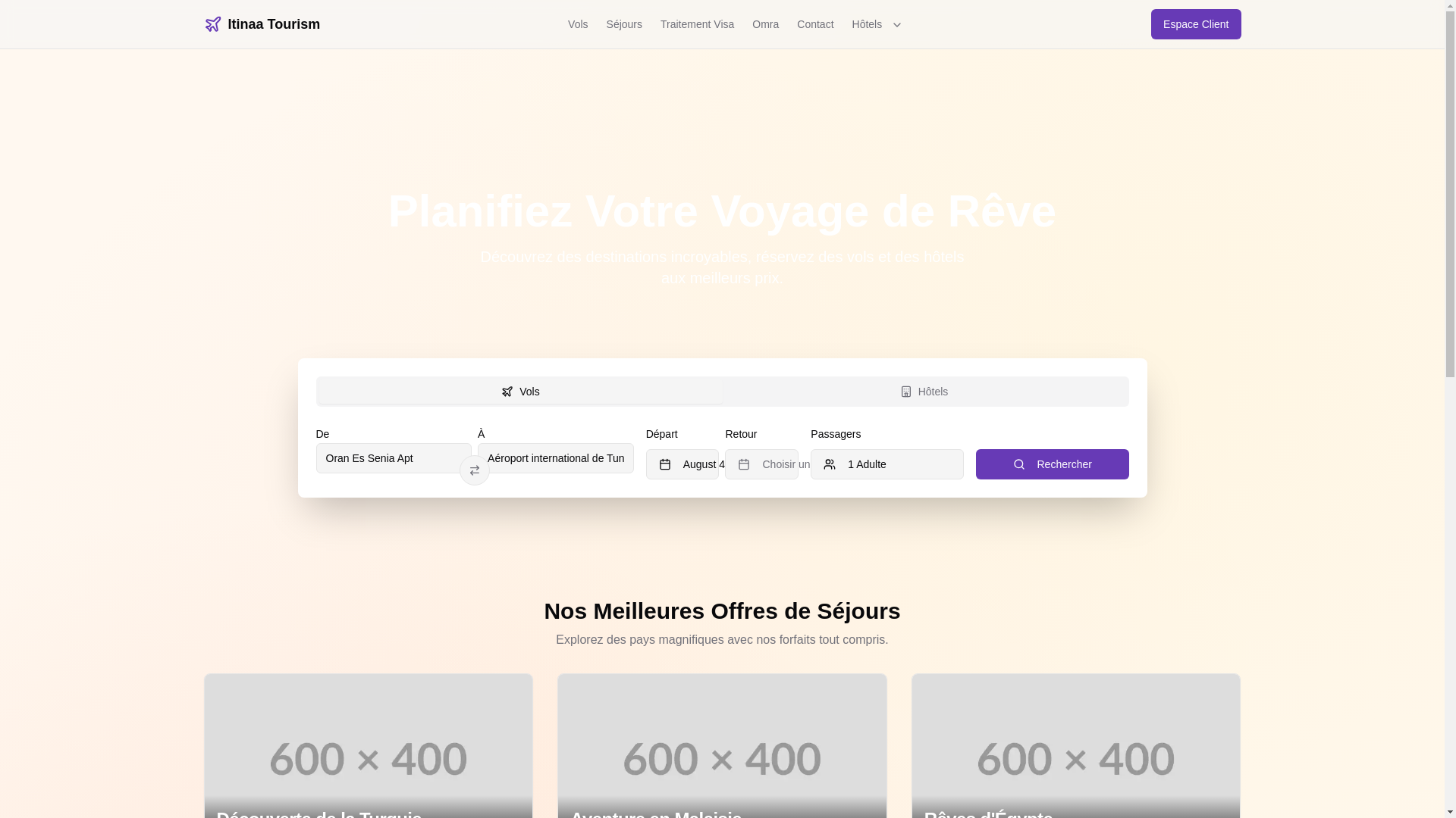 website screenshot of https://itinaa-tourism.dz/