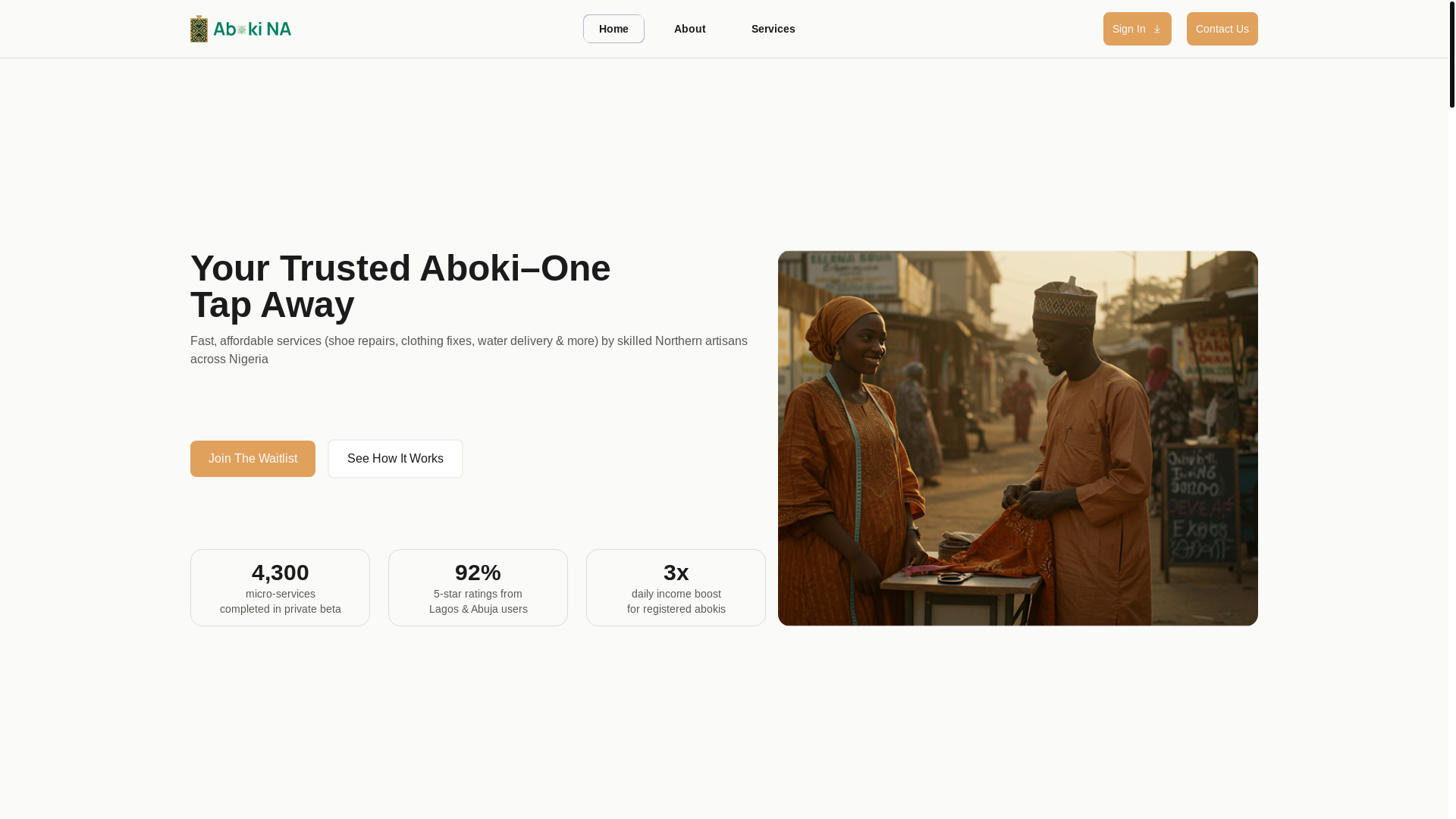 website screenshot of https://abokina.com.ng/