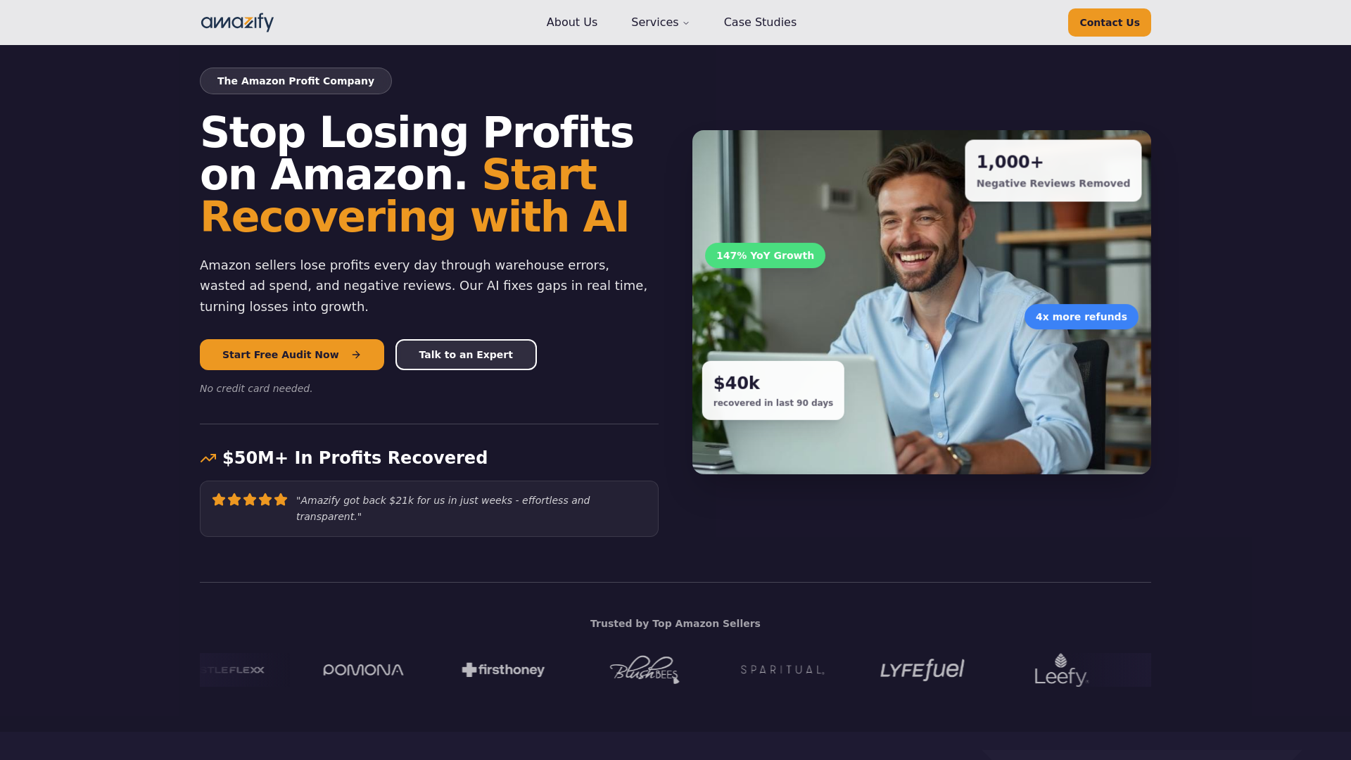 website screenshot of https://amazifyinc.com/