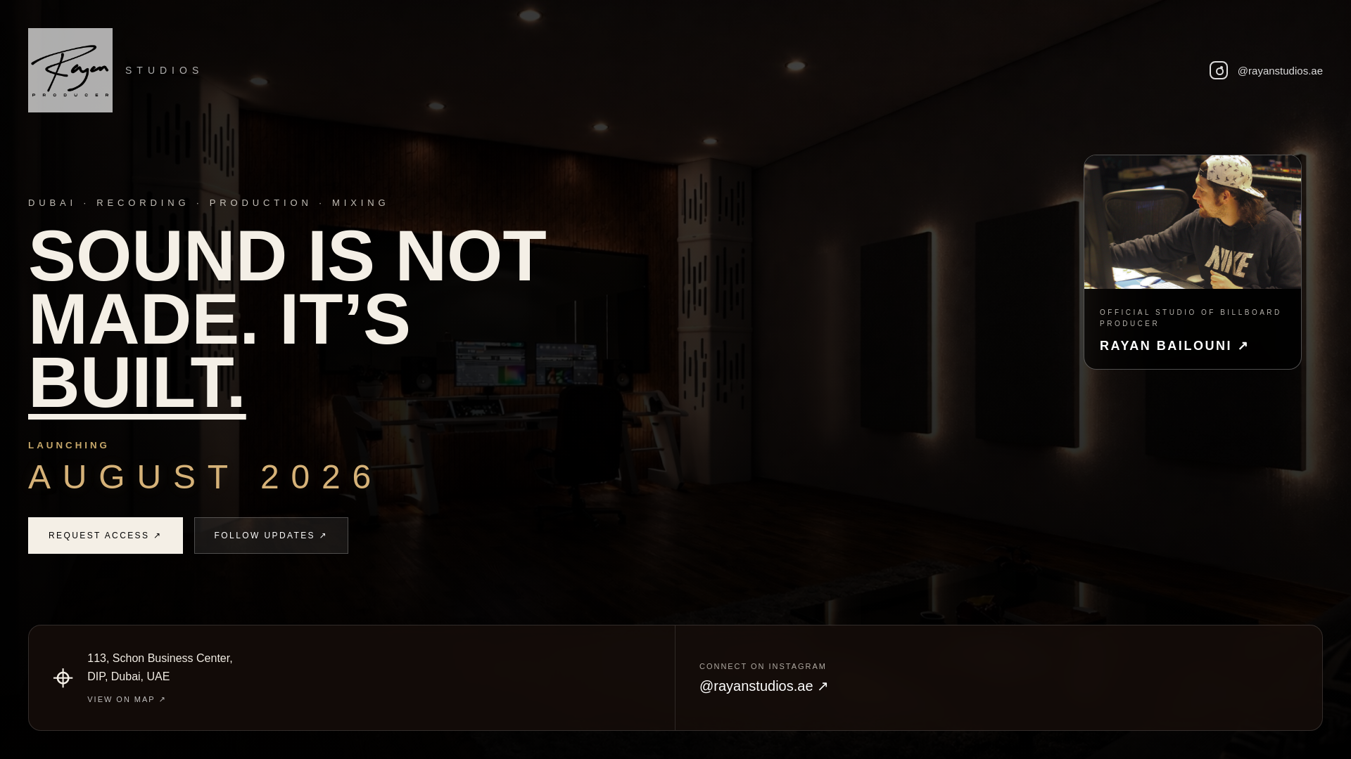 website screenshot of https://rayanstudios.ae/