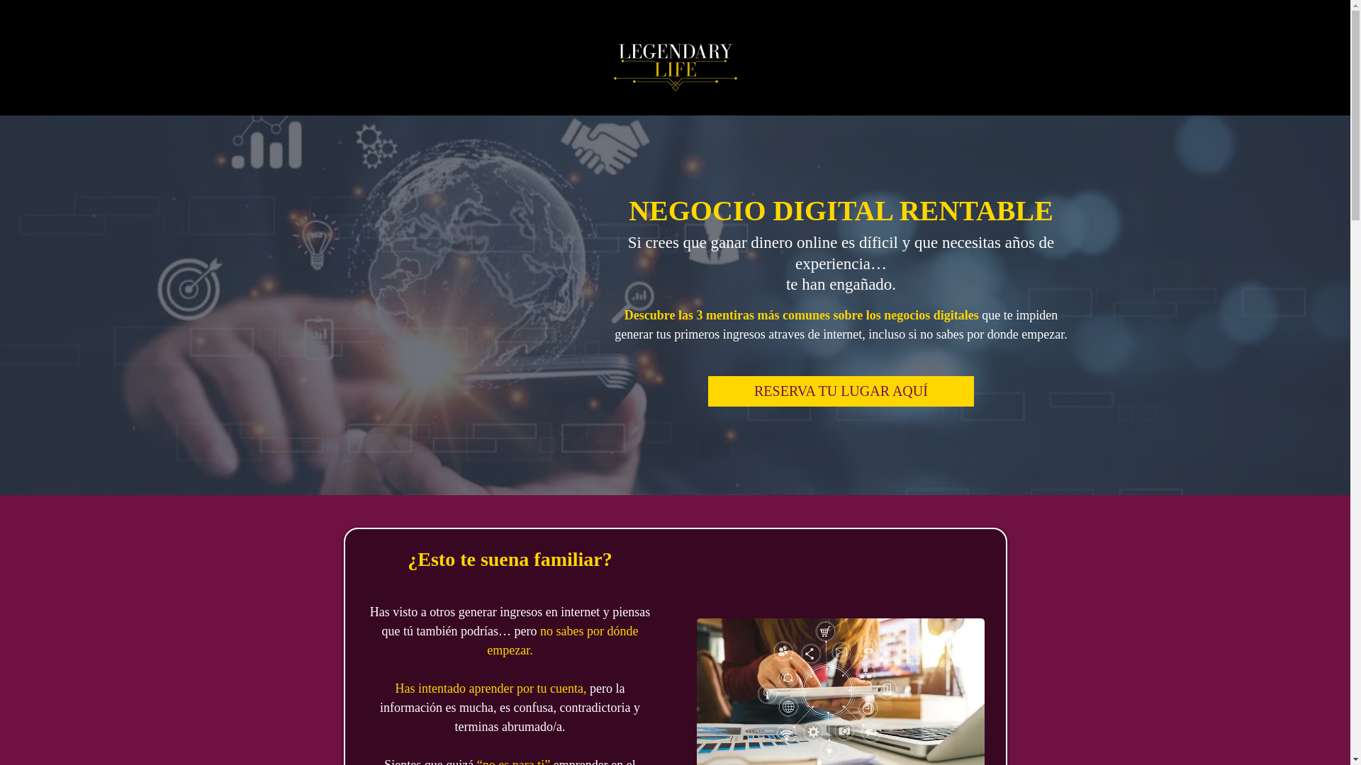 website screenshot of https://unavidalegendaria.com/