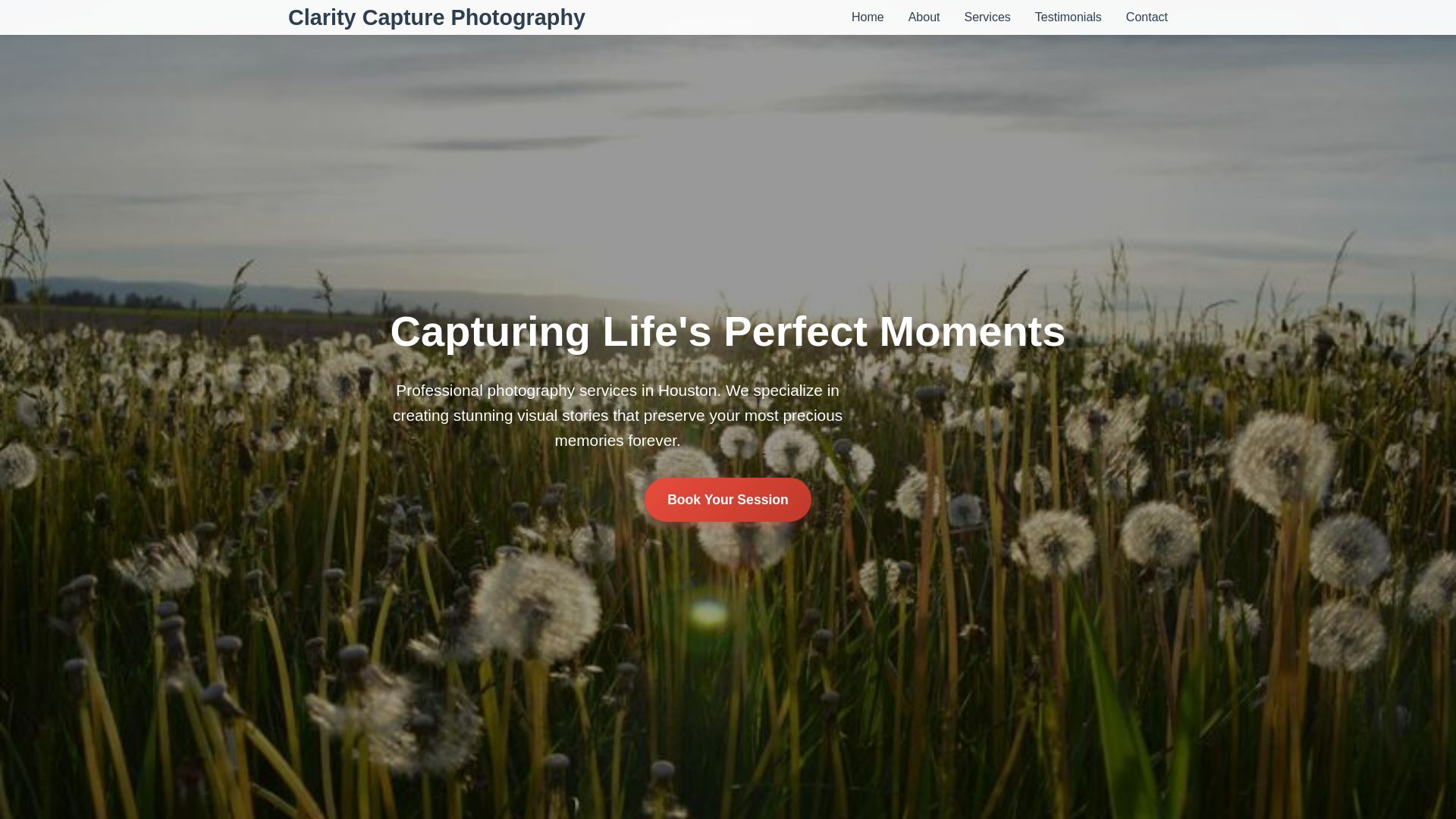 website screenshot of https://claritycapturephotography.xyz/