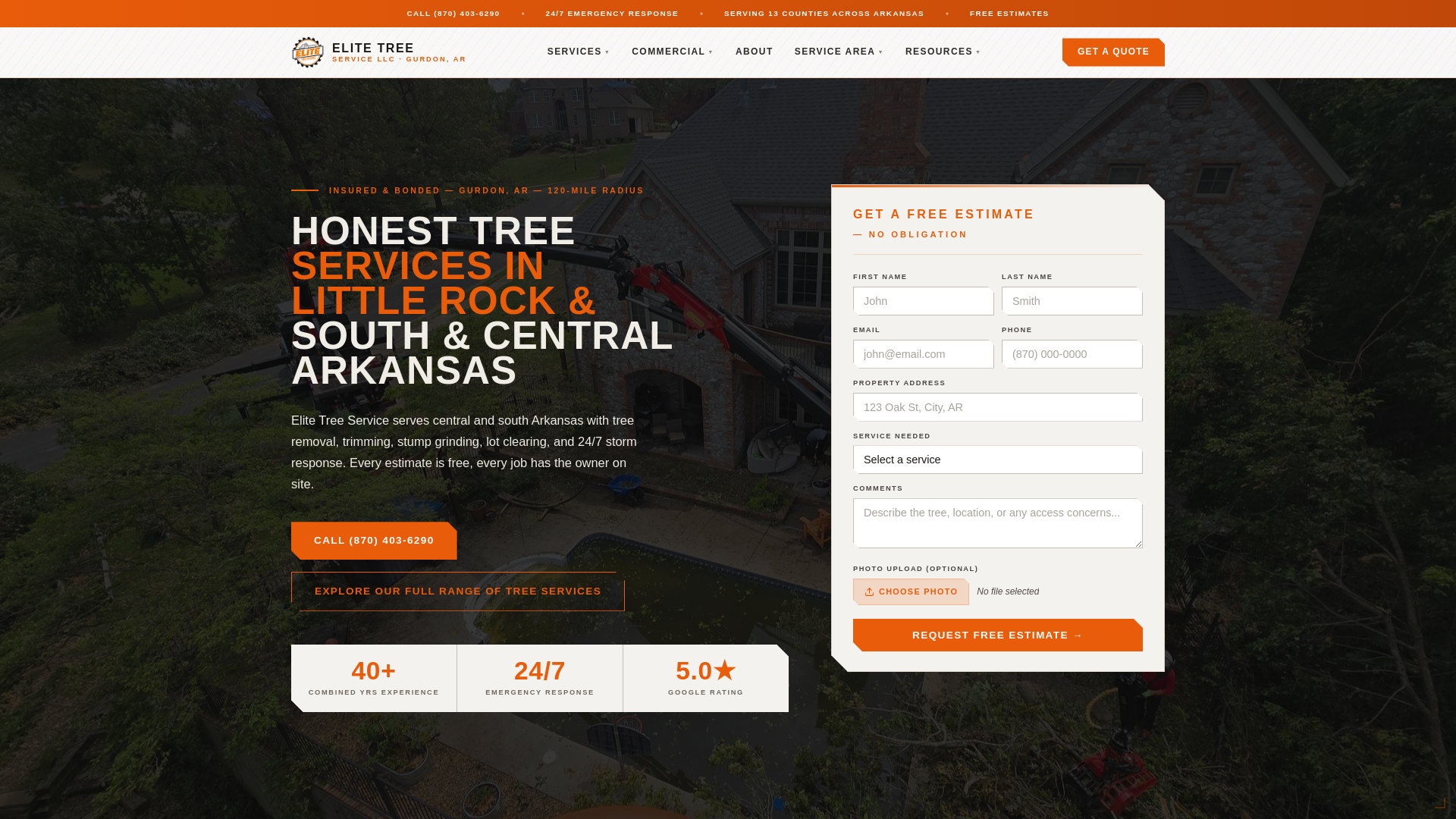 website screenshot of https://71743-elite-tree-service.pages.dev/