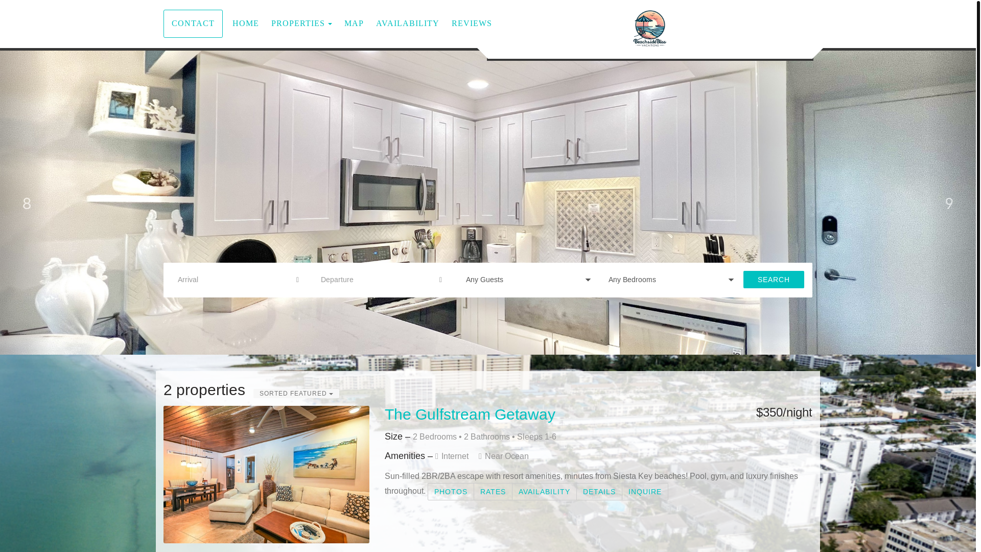 website screenshot of https://beachsideblissvacations.com/