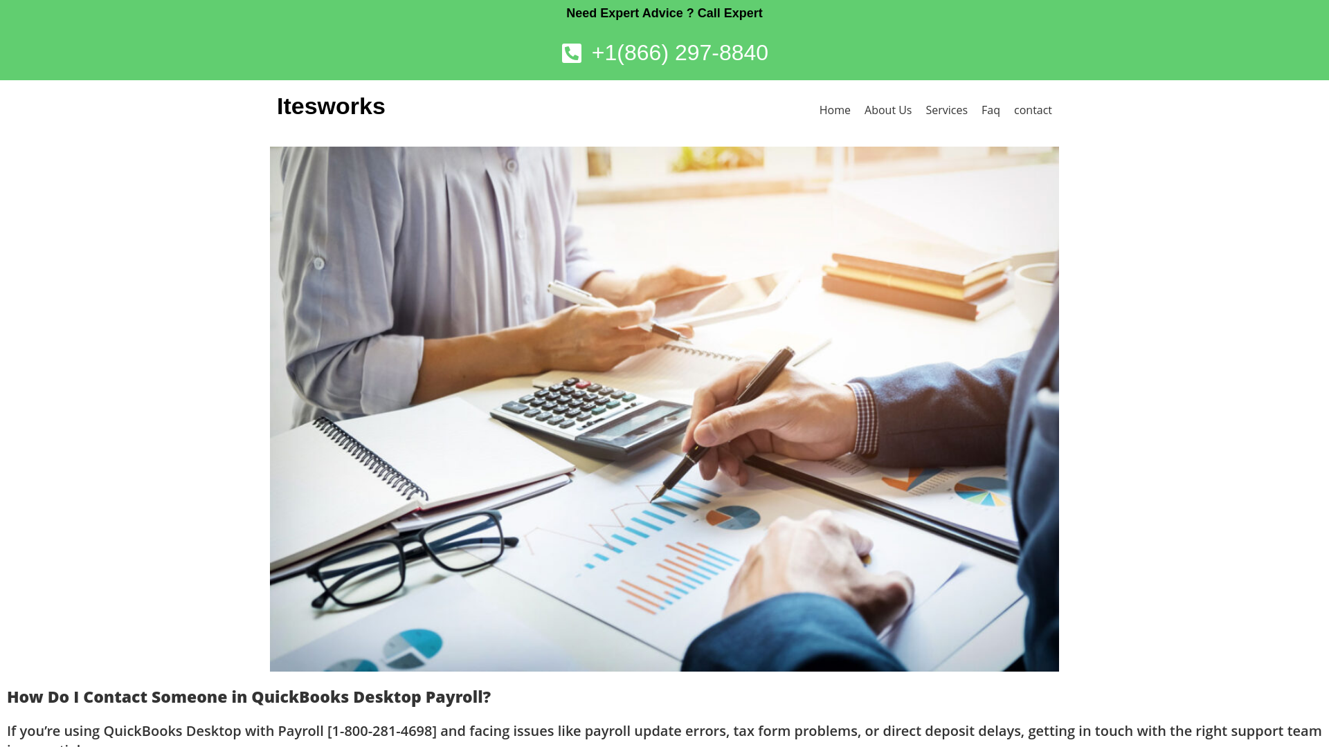 website screenshot of https://www.itesworks.com/how-do-i-contact-someone-in-quickbooks-desktop-payroll/