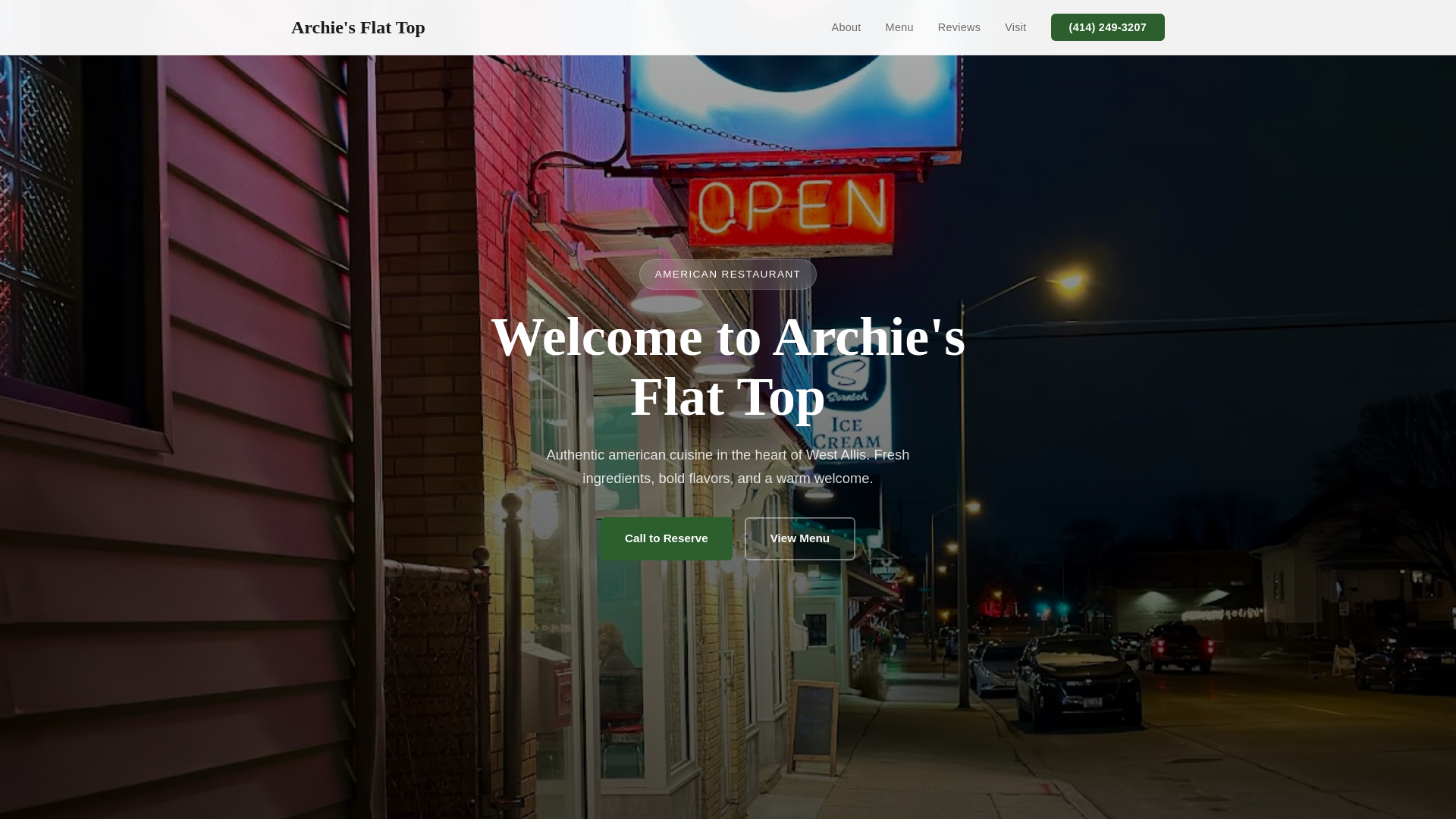 website screenshot of https://archie-s-flat-top.pages.dev/