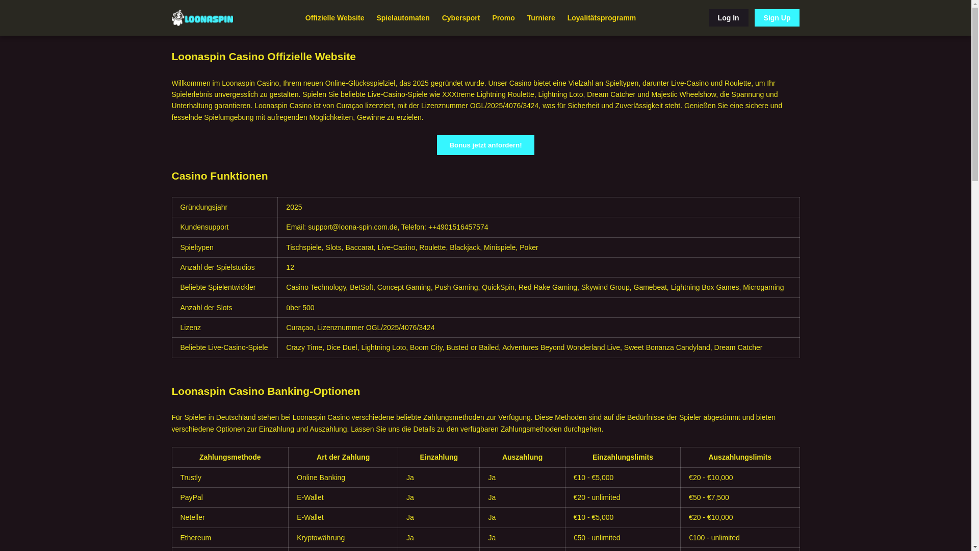 website screenshot of https://loona-spin-com-de.pages.dev/