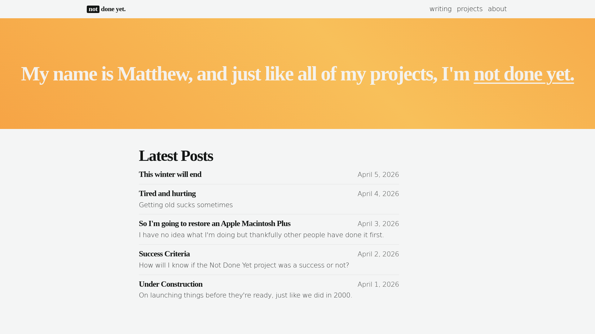 website screenshot of https://notdoneyet.site
