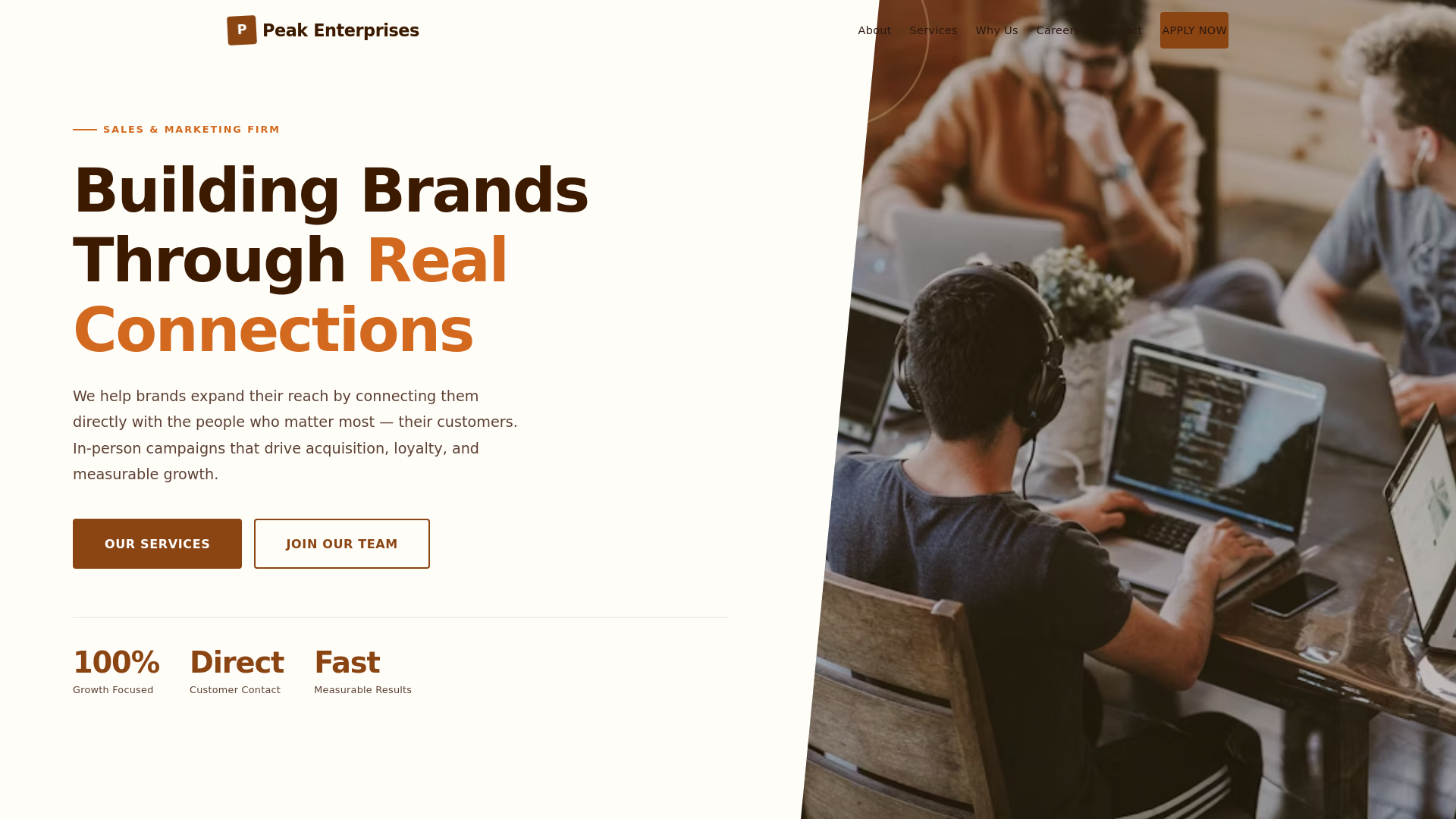 website screenshot of https://peakenterprisesboston.com/