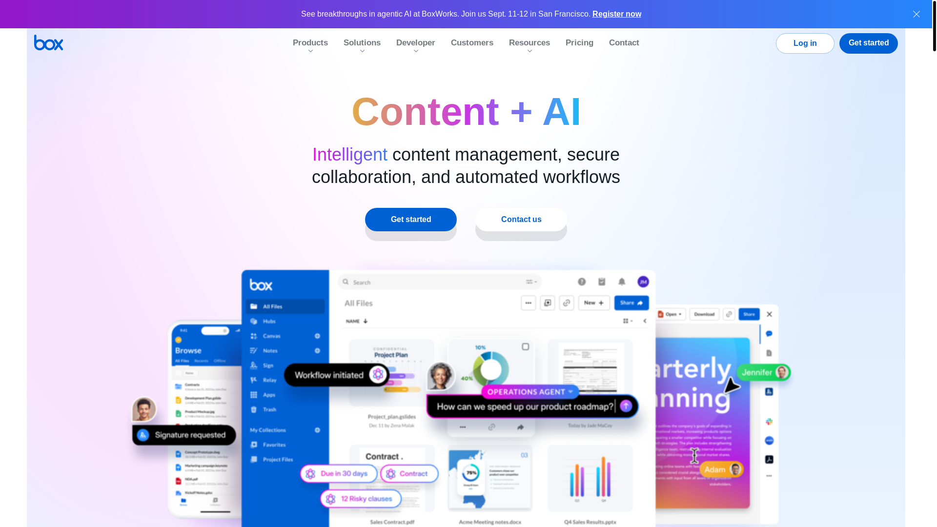 website screenshot of https://www.box.com/
